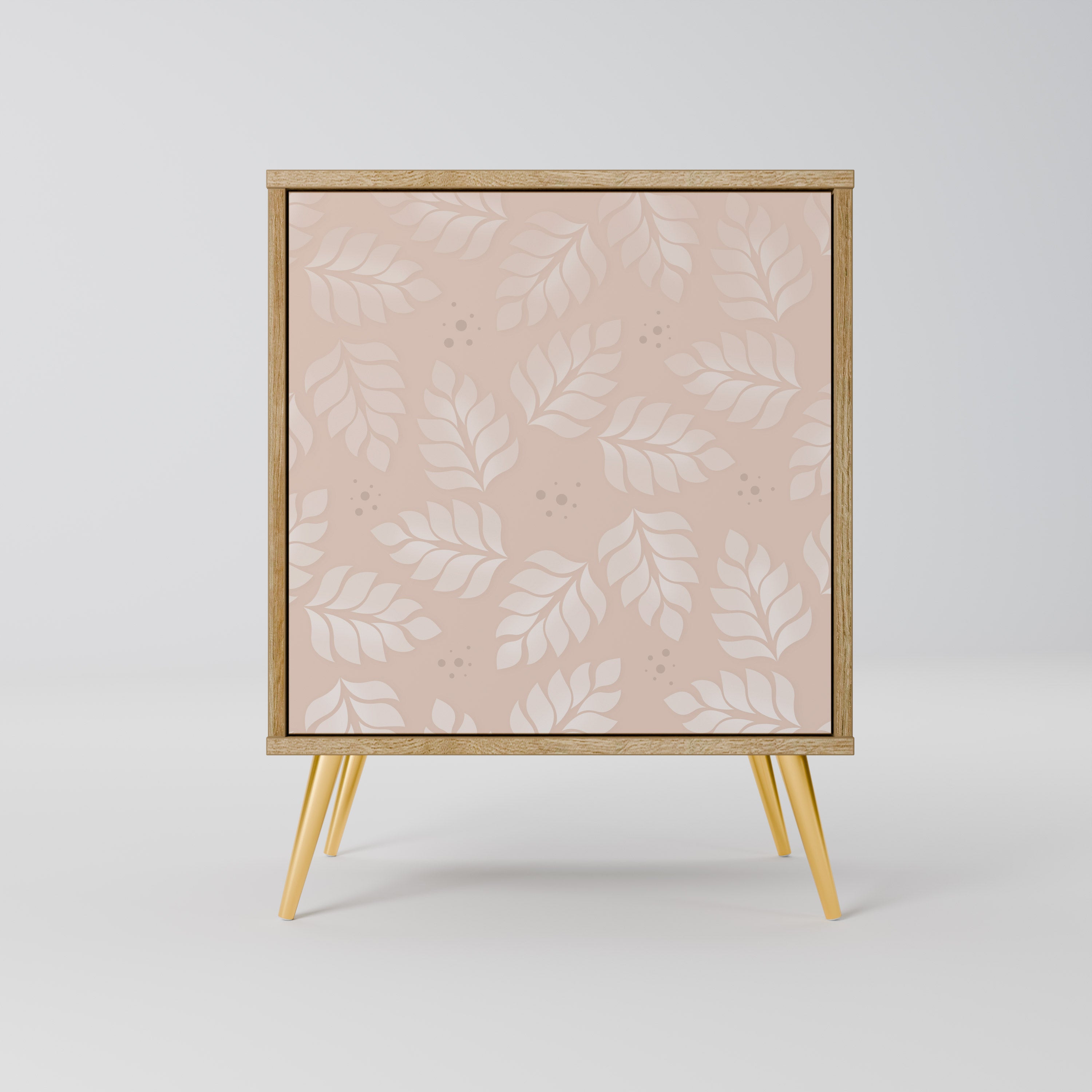 LEAVES ON BEIGE Sideboard mit 1 Tür in Eiche-Optik