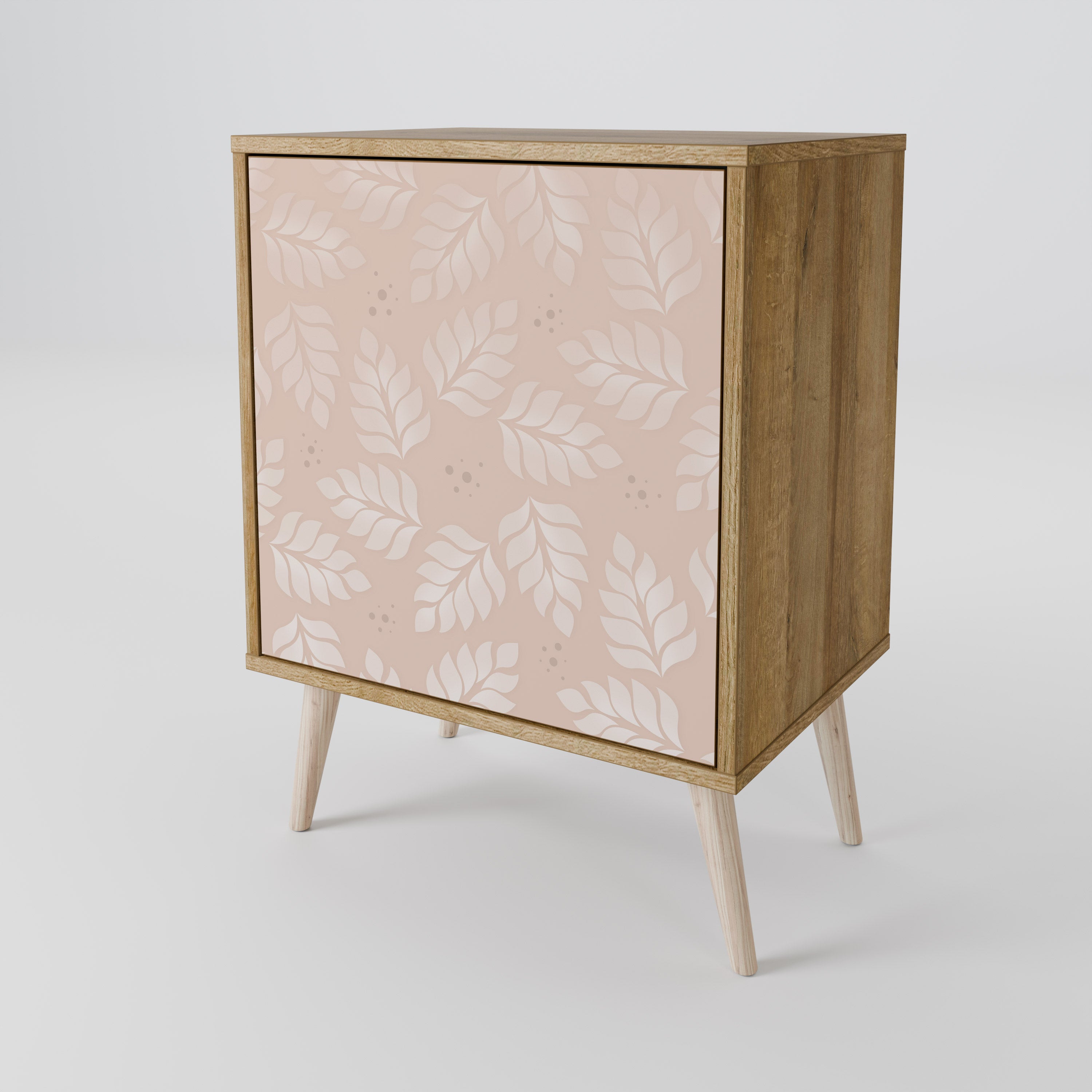 LEAVES ON BEIGE Sideboard mit 1 Tür in Eiche-Optik
