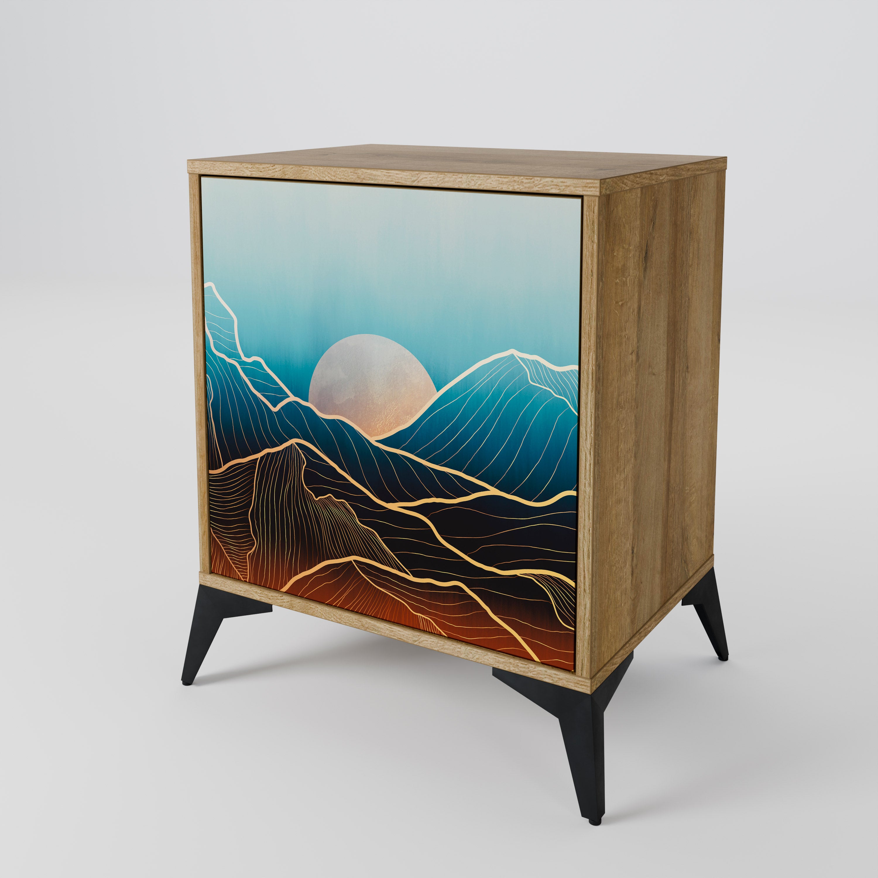 LUNAR SECRETS Sideboard mit 1 Tür in Eiche-Optik