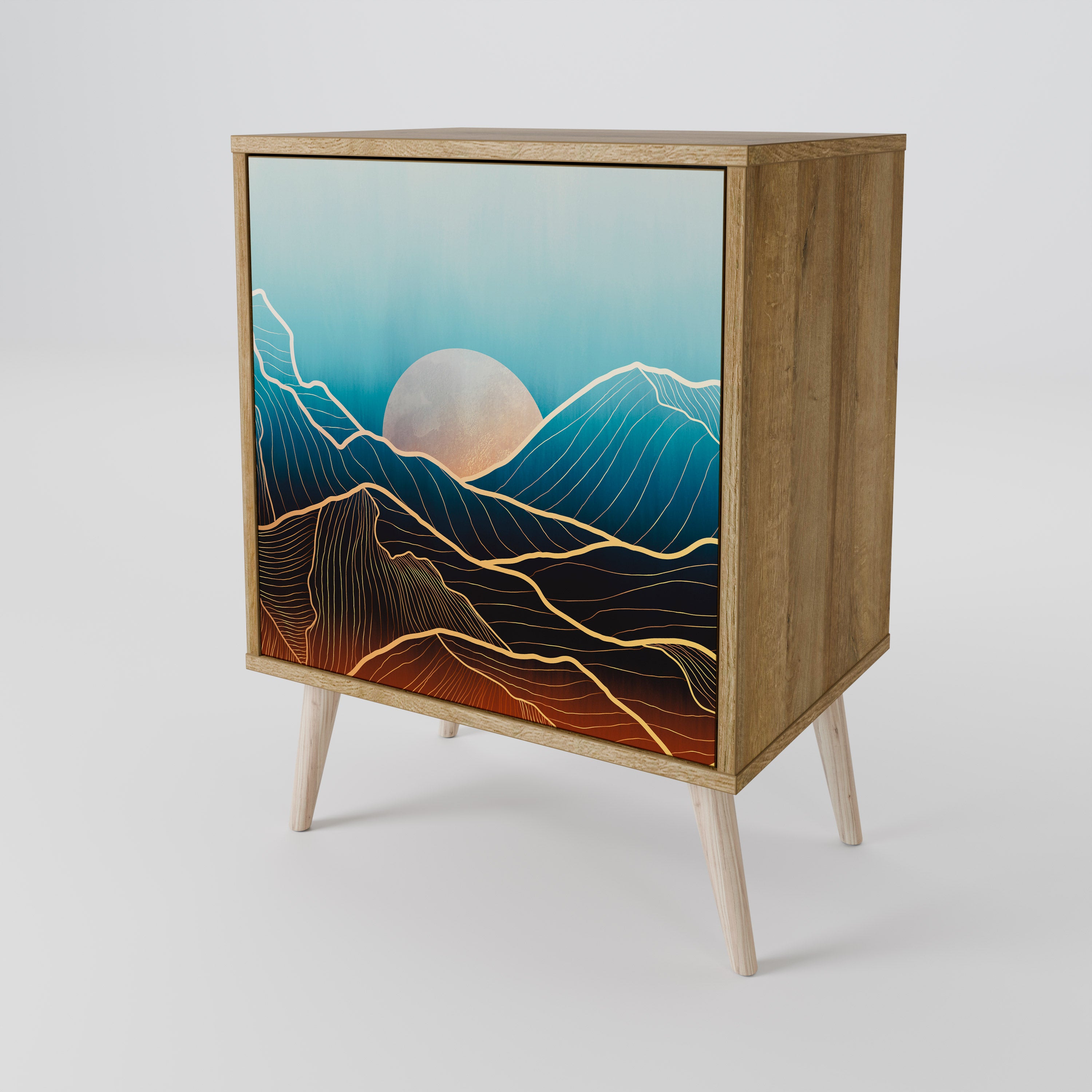 LUNAR SECRETS Sideboard mit 1 Tür in Eiche-Optik