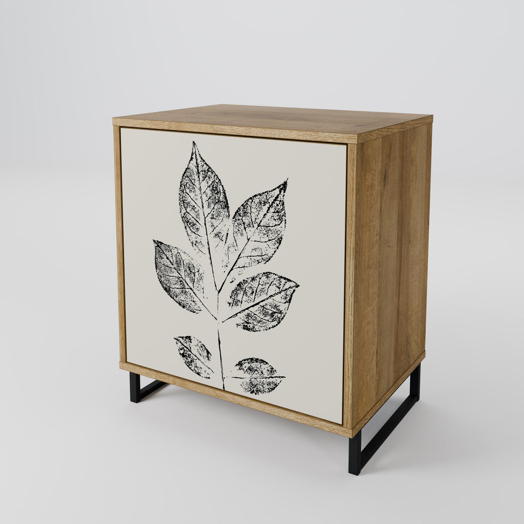 LEAFY STAMPS 1-Door Sideboard in Oak Effect
