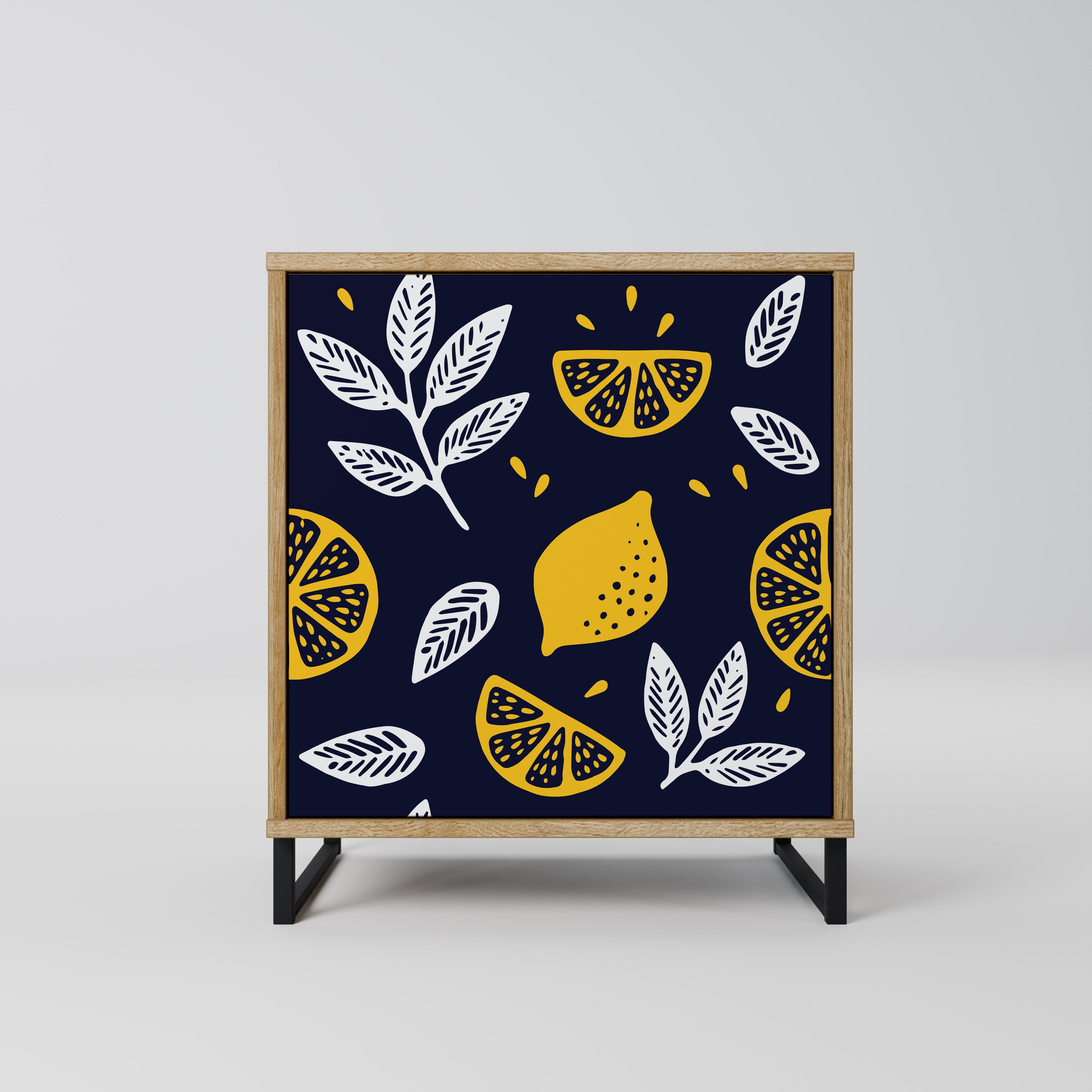 CITRUS BLACK AND WHITE Sideboard mit 1 Tür in Eiche-Optik