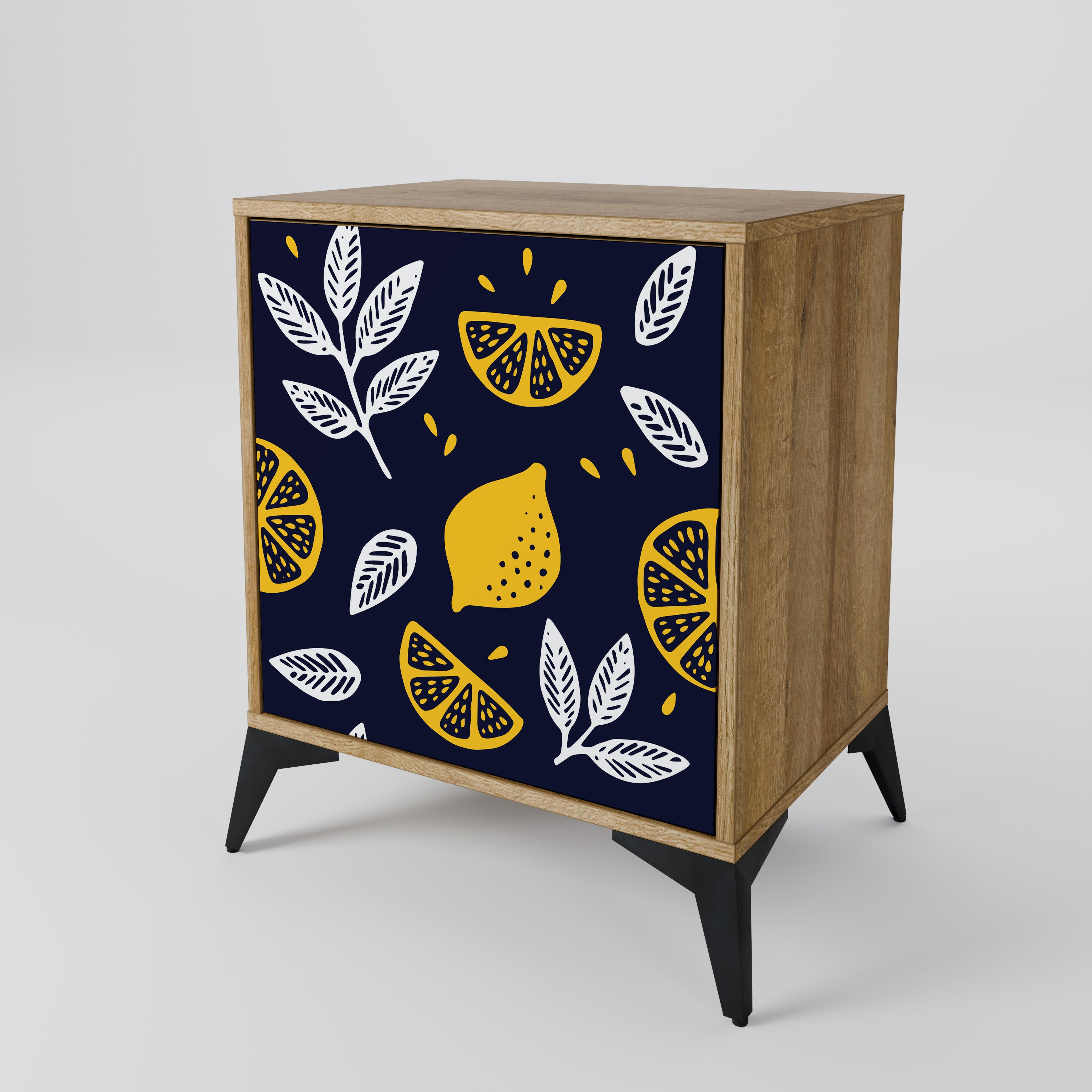 CITRUS BLACK AND WHITE Sideboard mit 1 Tür in Eiche-Optik