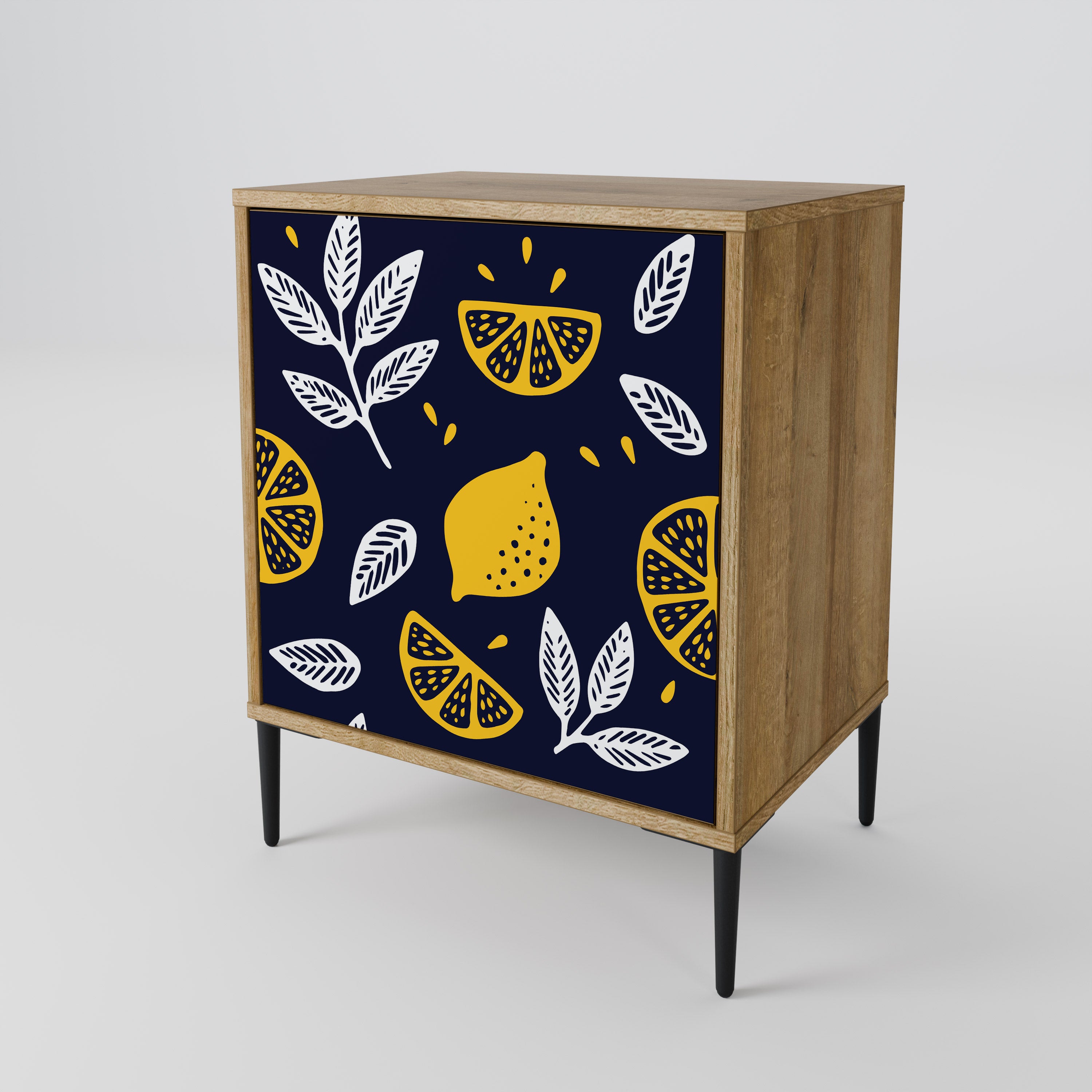 CITRUS BLACK AND WHITE Sideboard mit 1 Tür in Eiche-Optik