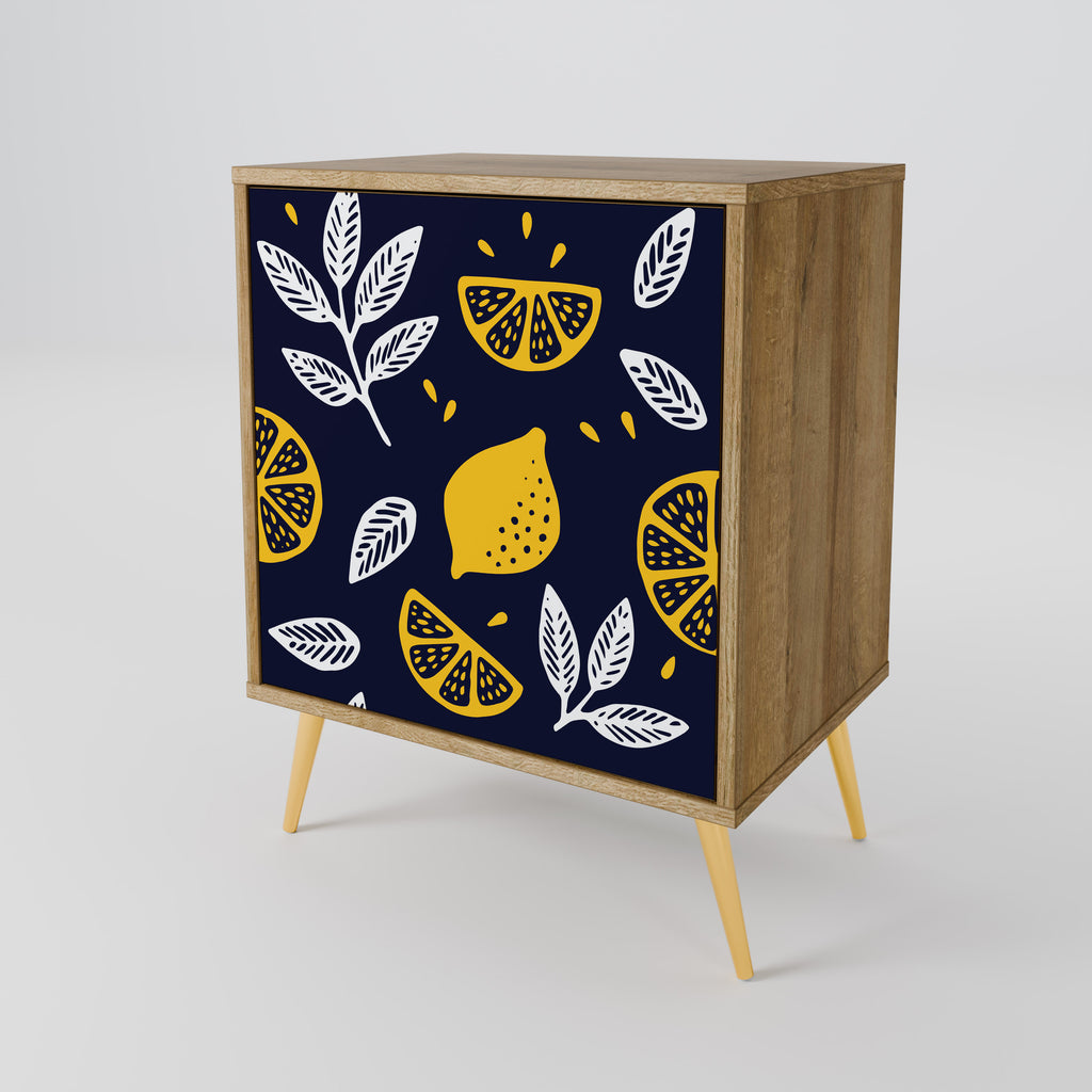 CITRUS BLACK AND WHITE 1-Door Sideboard in Oak Effect