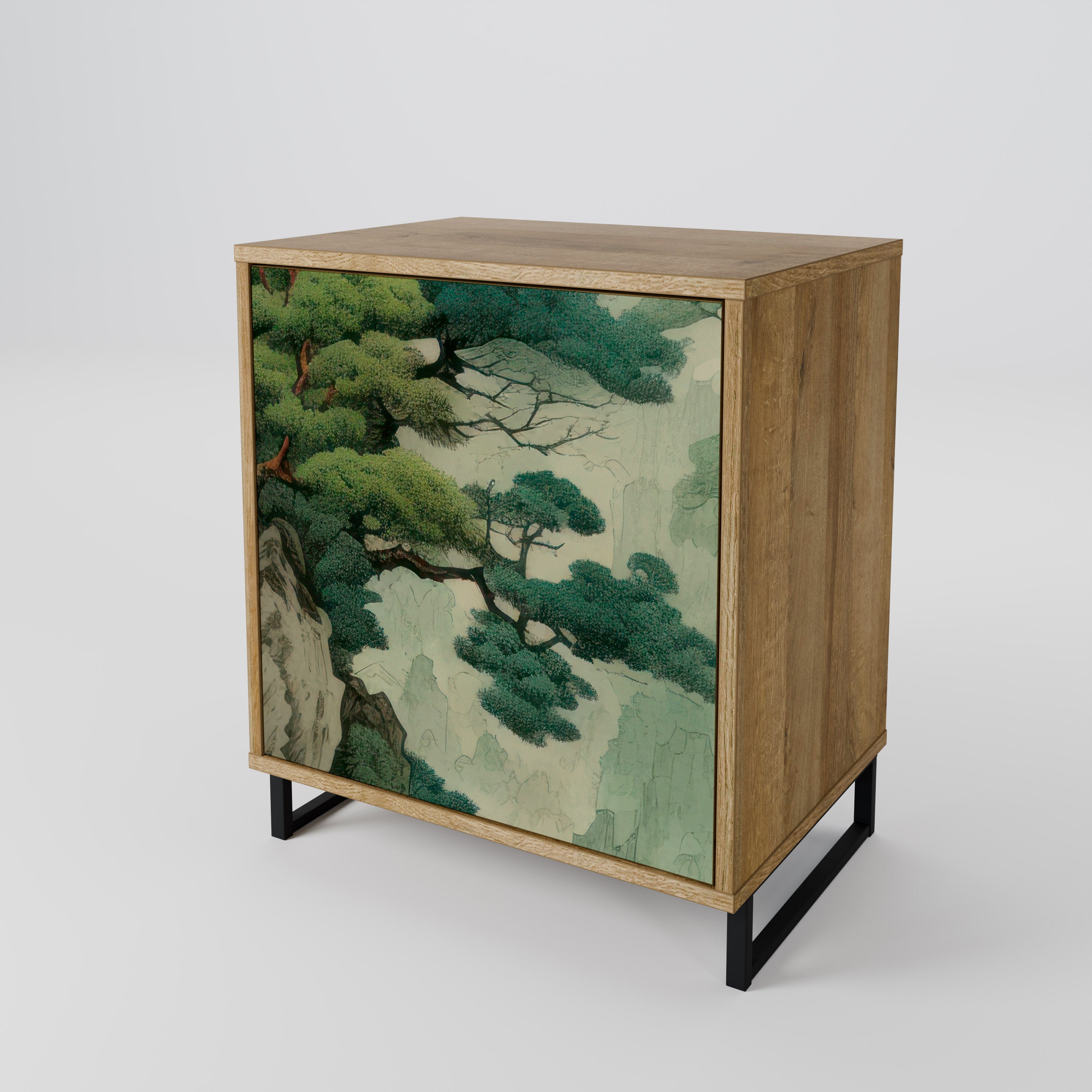 VERDURE ABYSS 1-Door Sideboard in Oak Effect