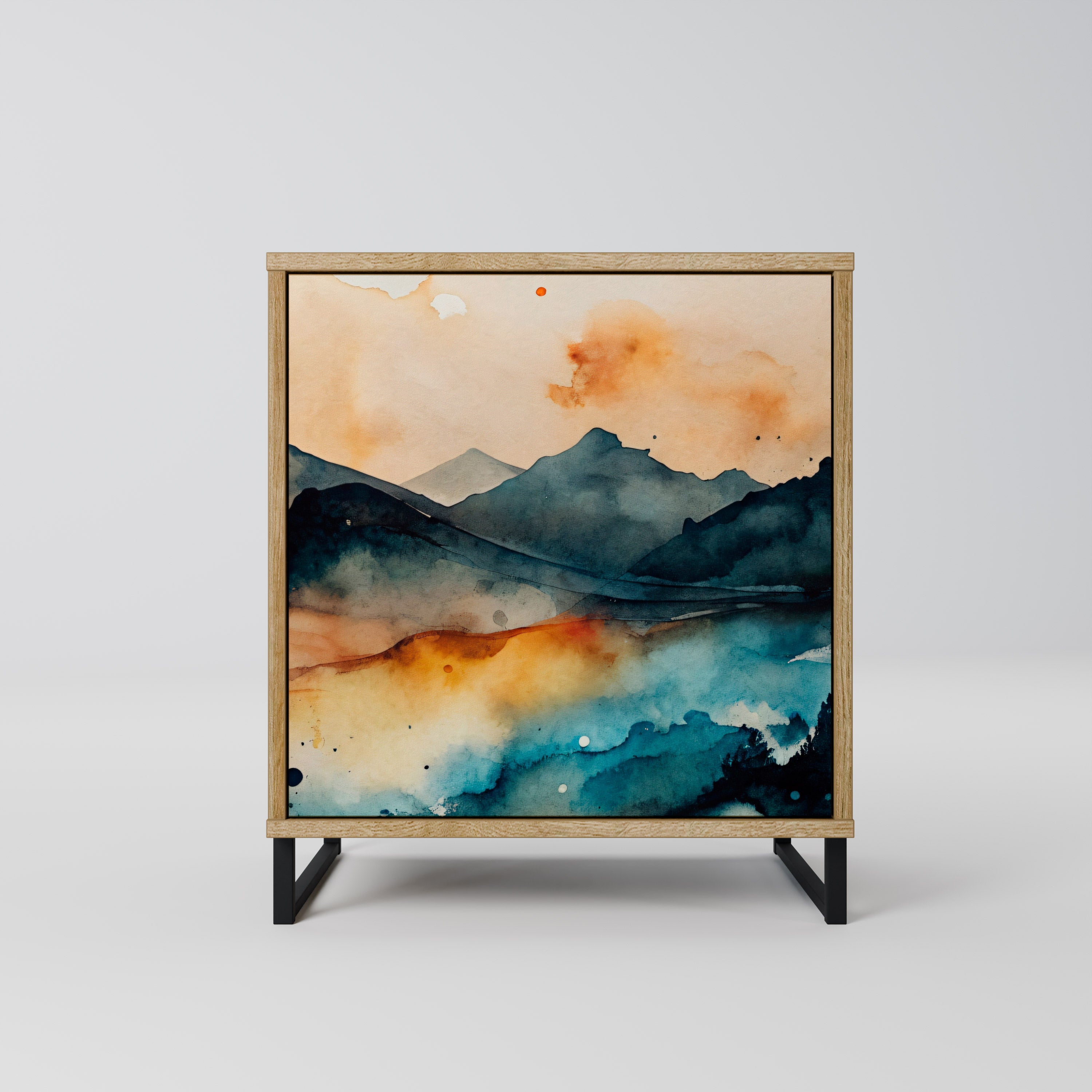 OMINOUS MOUNTAINS Sideboard mit 1 Tür in Eiche-Optik