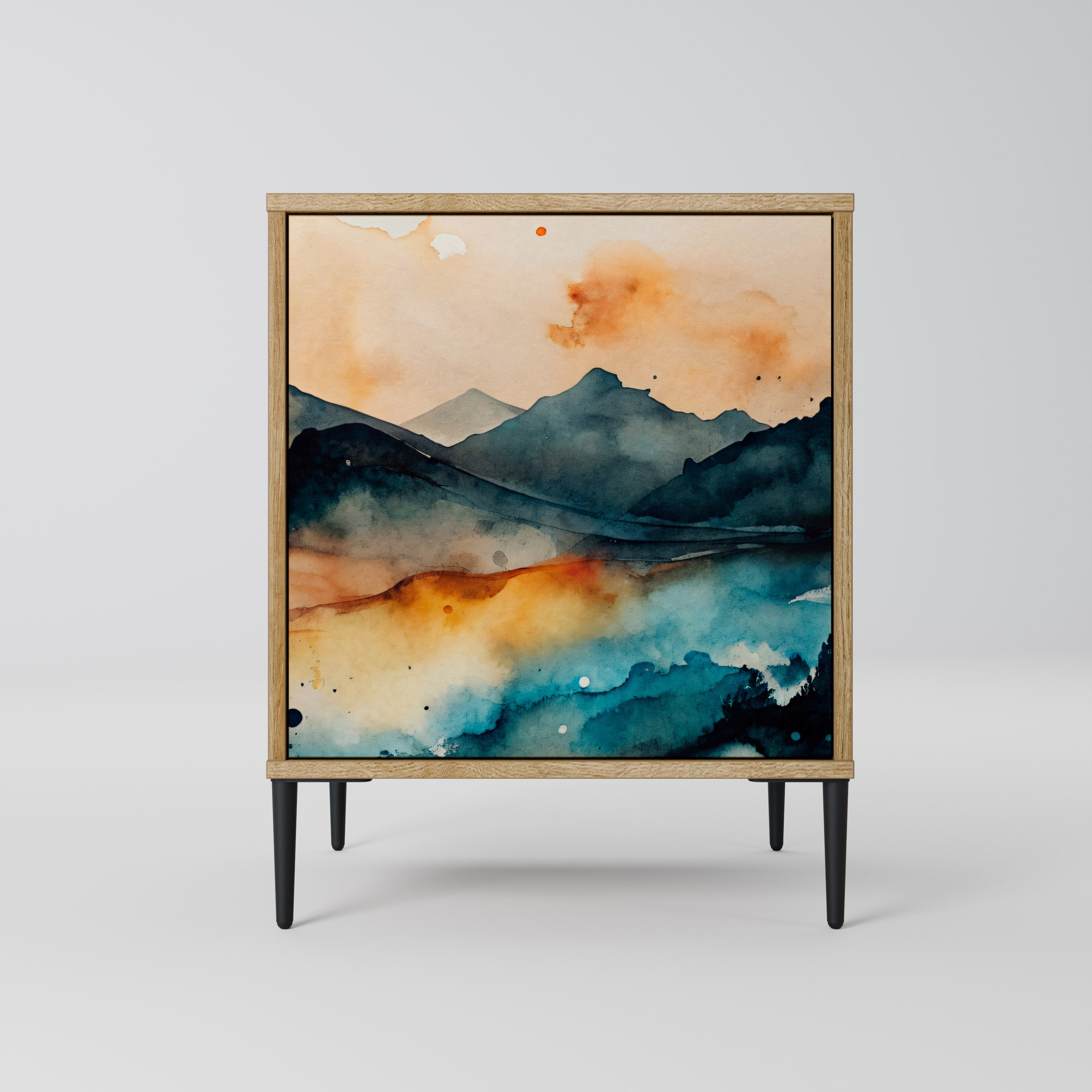 OMINOUS MOUNTAINS Sideboard mit 1 Tür in Eiche-Optik