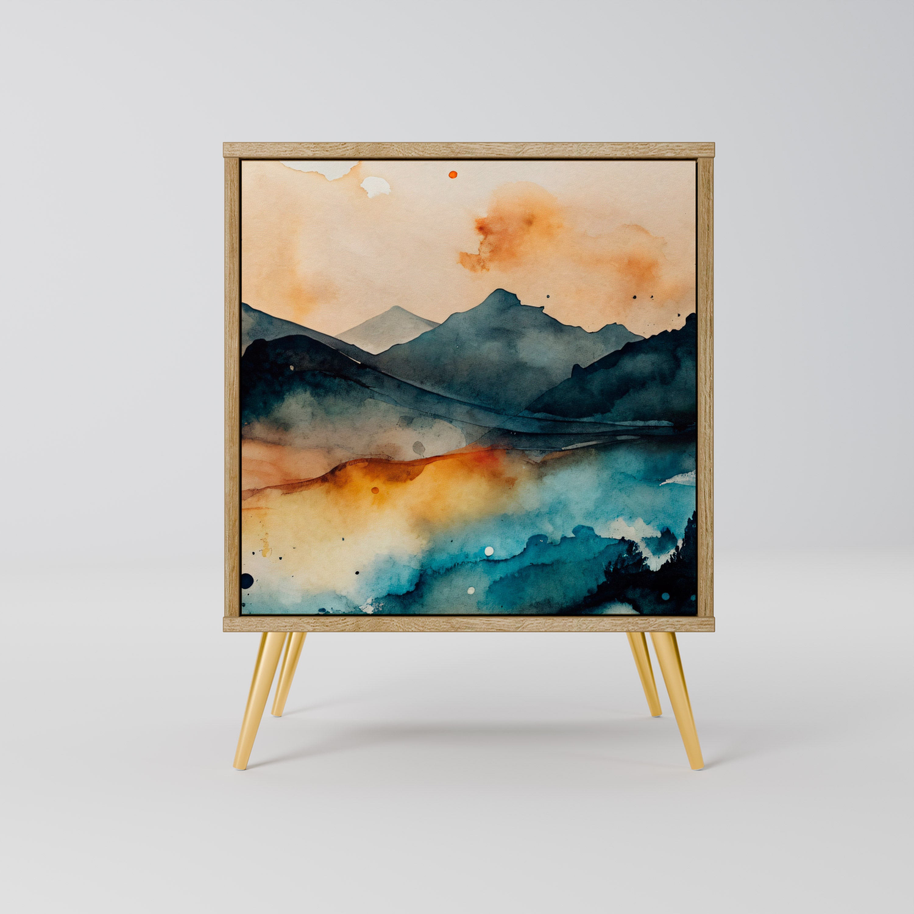 OMINOUS MOUNTAINS Sideboard mit 1 Tür in Eiche-Optik