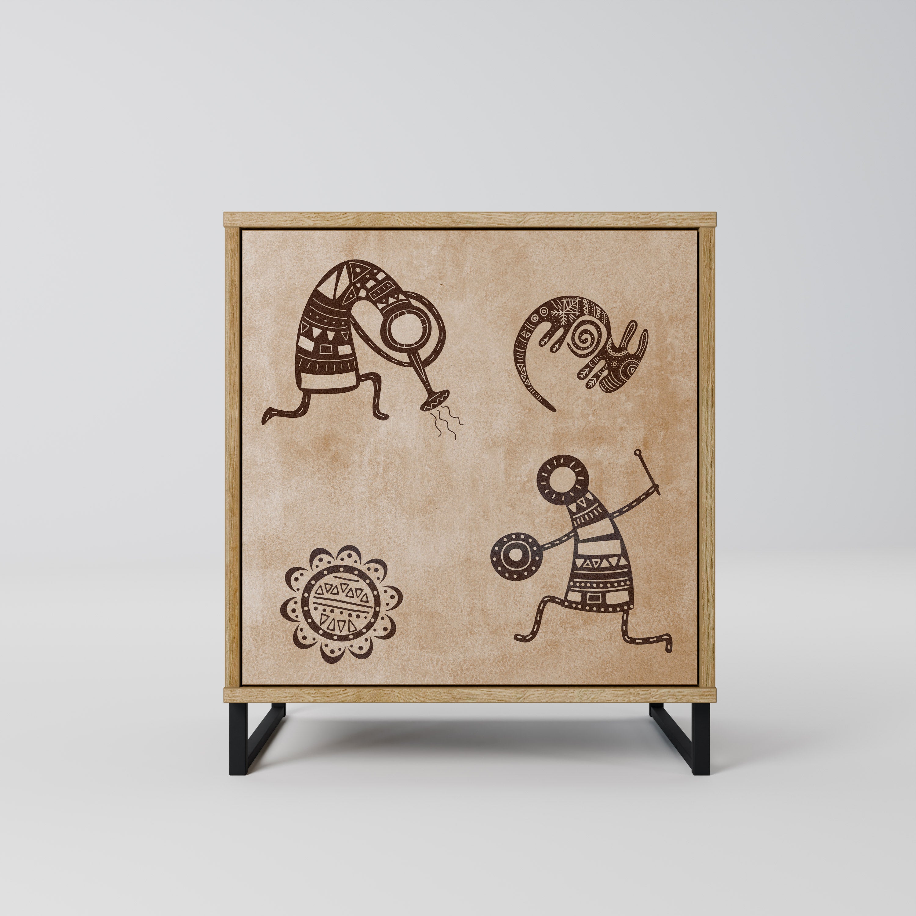 AFRICAN STYLE Sideboard mit 1 Tür in Eiche-Optik