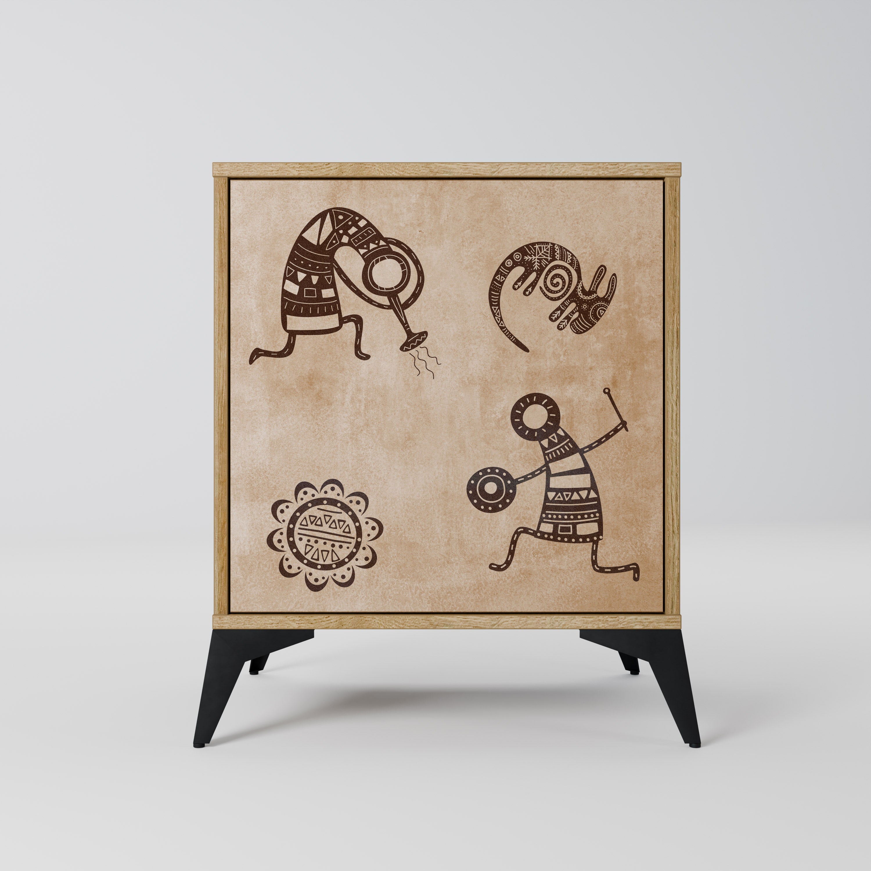 AFRICAN STYLE Sideboard mit 1 Tür in Eiche-Optik