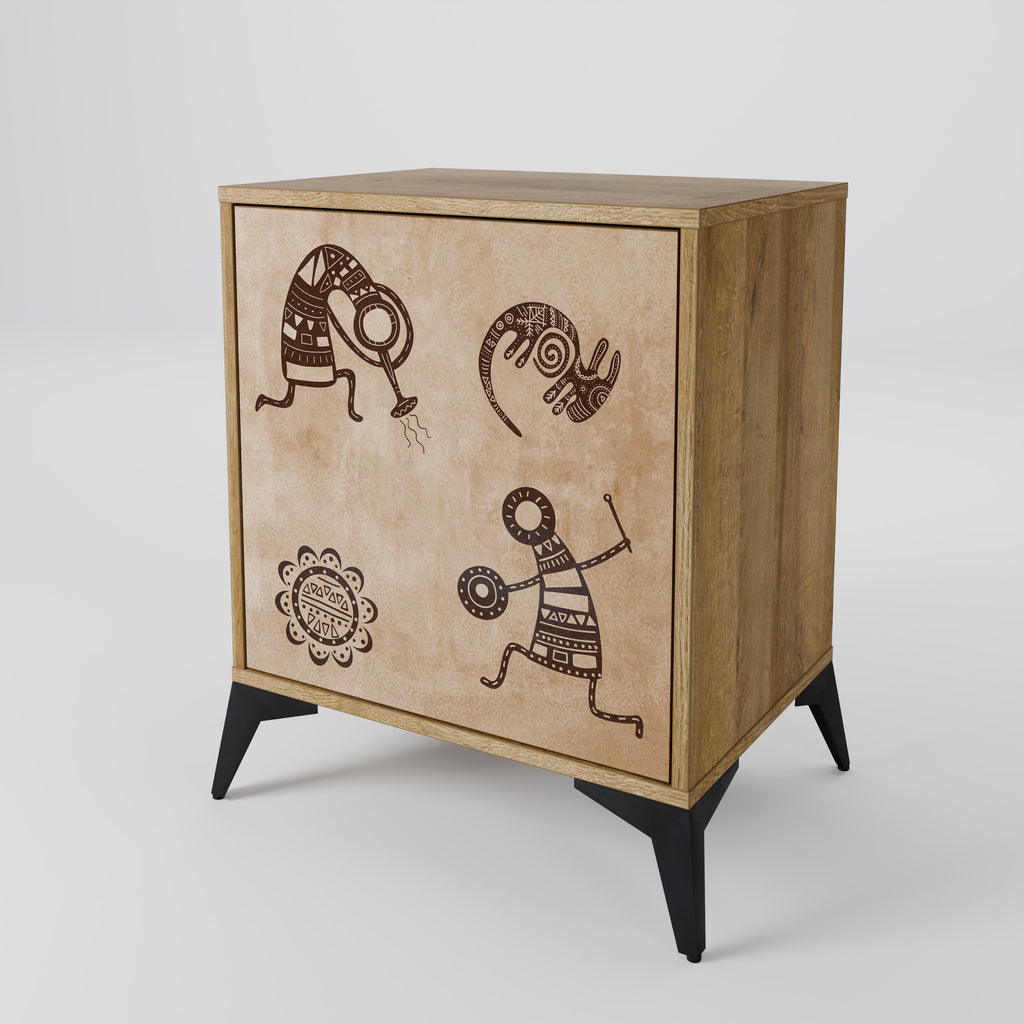 AFRICAN STYLE Sideboard mit 1 Tür in Eiche-Optik