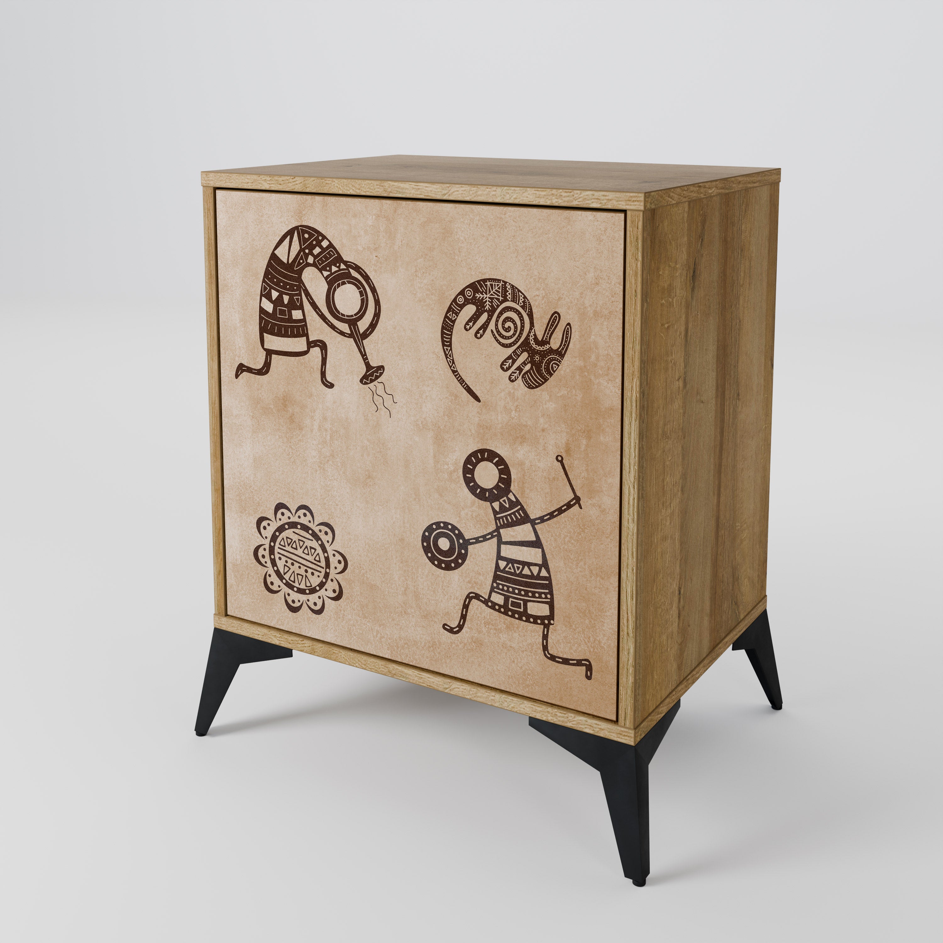 AFRICAN STYLE Sideboard mit 1 Tür in Eiche-Optik