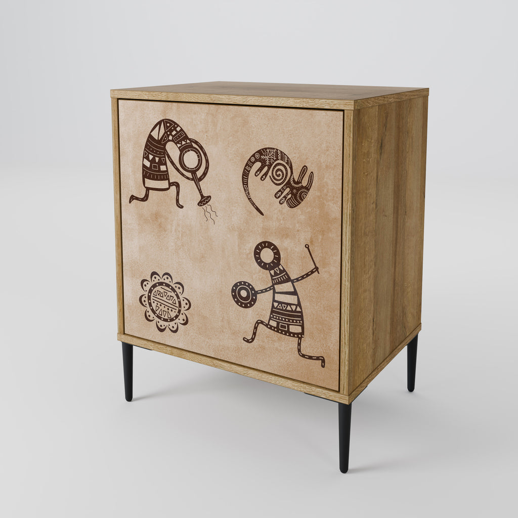 AFRICAN STYLE Sideboard mit 1 Tür in Eiche-Optik