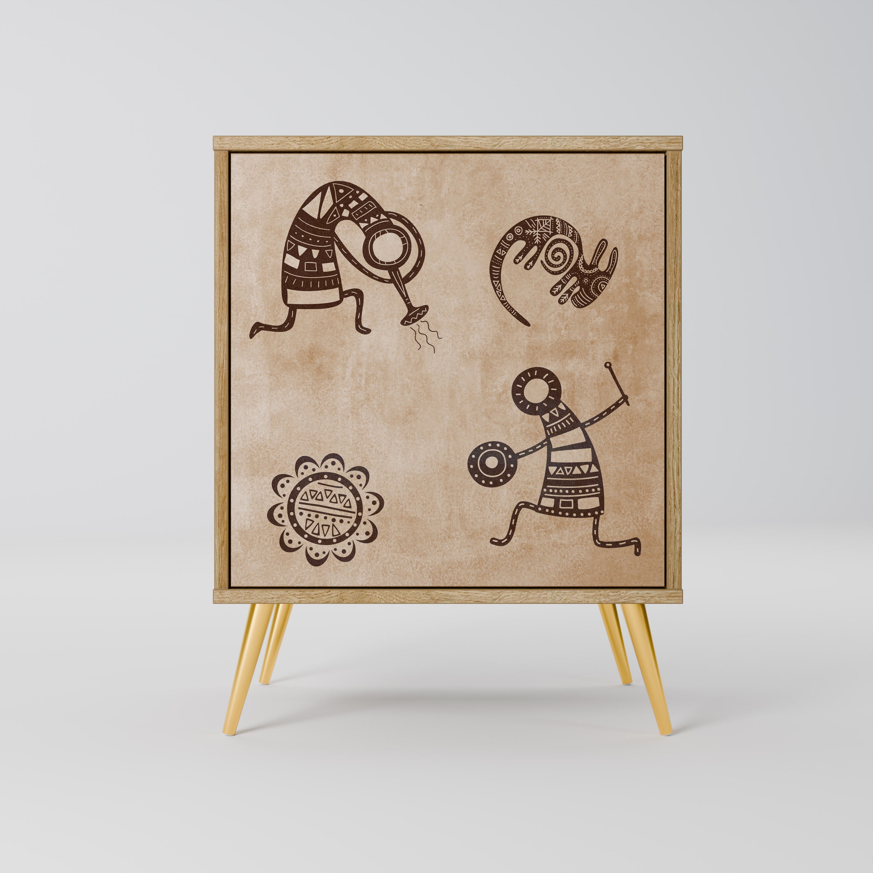 AFRICAN STYLE Sideboard mit 1 Tür in Eiche-Optik