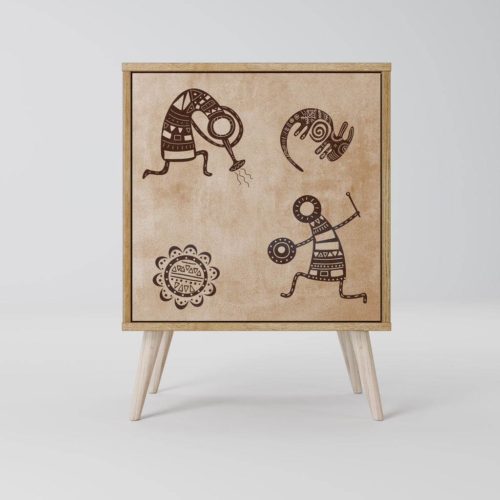 AFRICAN STYLE Sideboard mit 1 Tür in Eiche-Optik