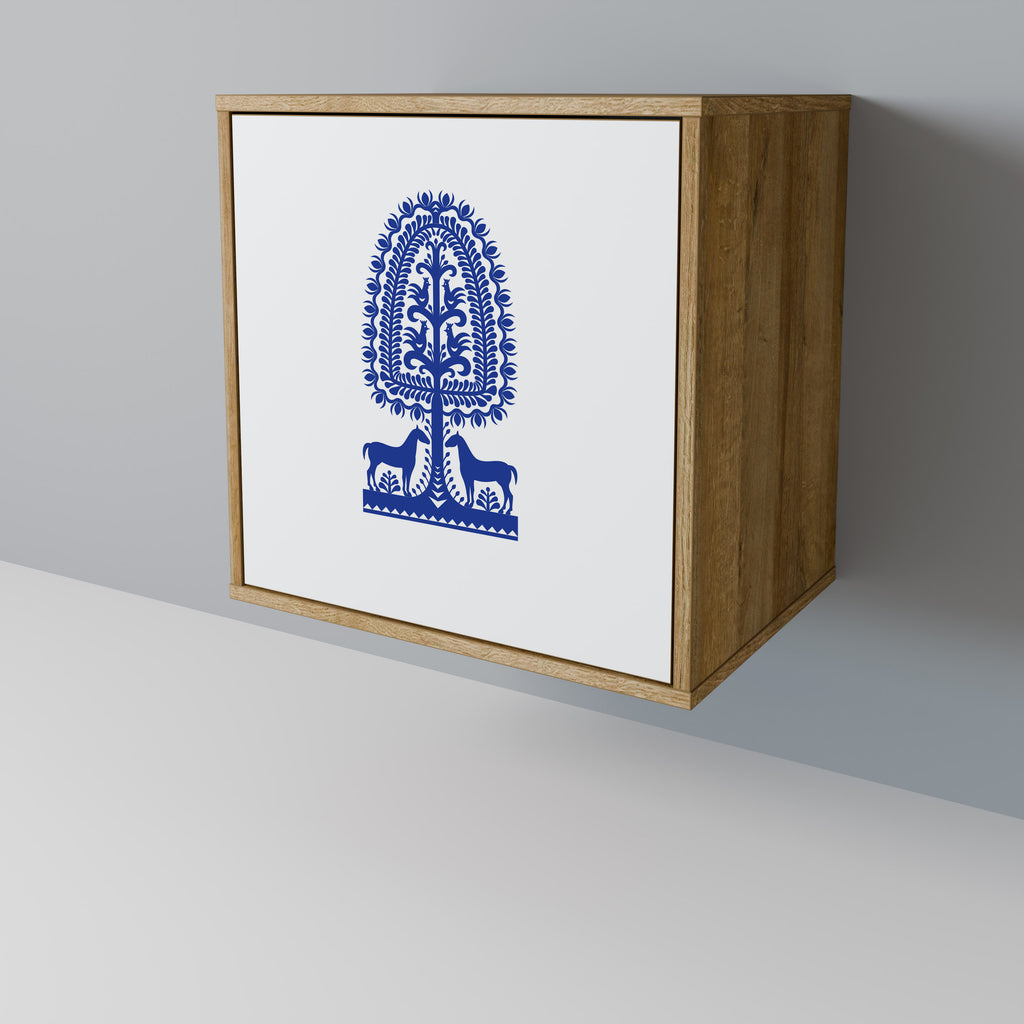 POLISH FOLK ART Sideboard mit 1 Tür in Eiche-Optik