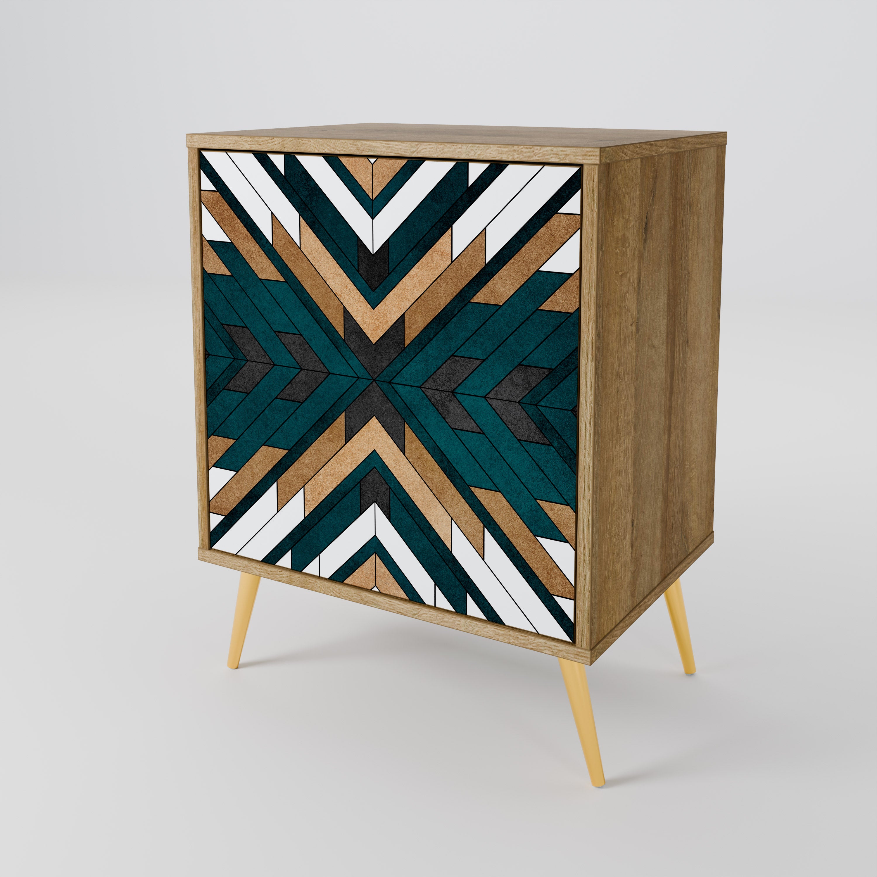ARTISTIC GEOMETRY Sideboard mit 1 Tür in Eiche-Optik