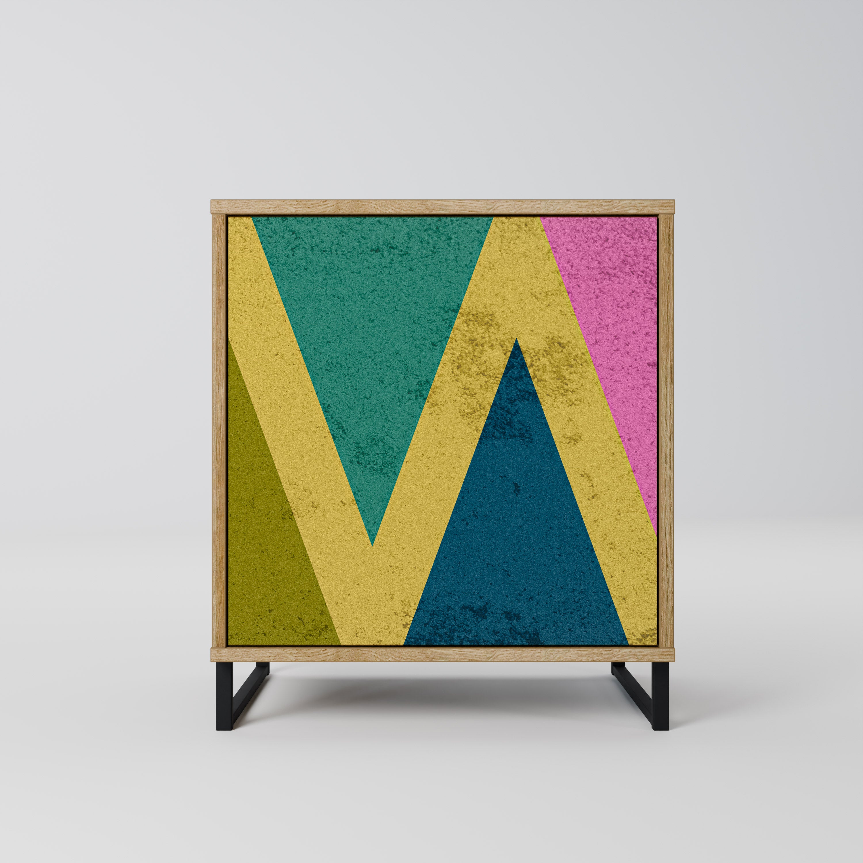 COLORFUL TRIANGLES Sideboard mit 1 Tür in Eiche-Optik
