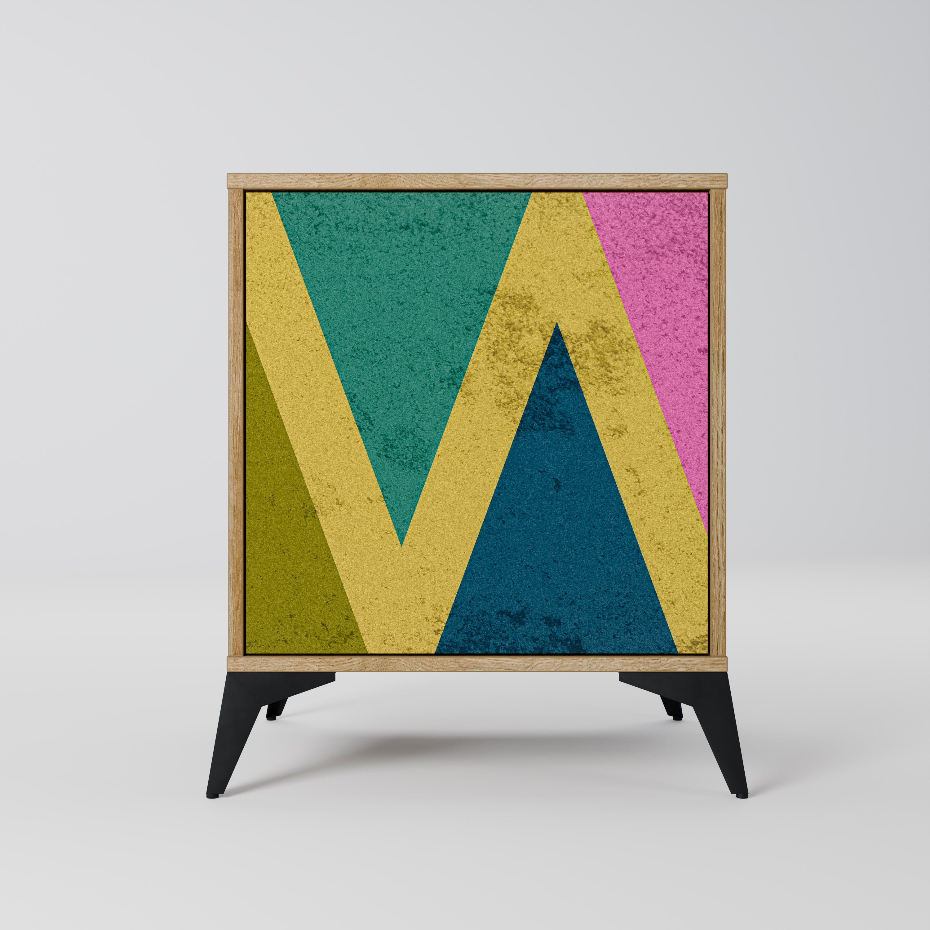 COLORFUL TRIANGLES Sideboard mit 1 Tür in Eiche-Optik