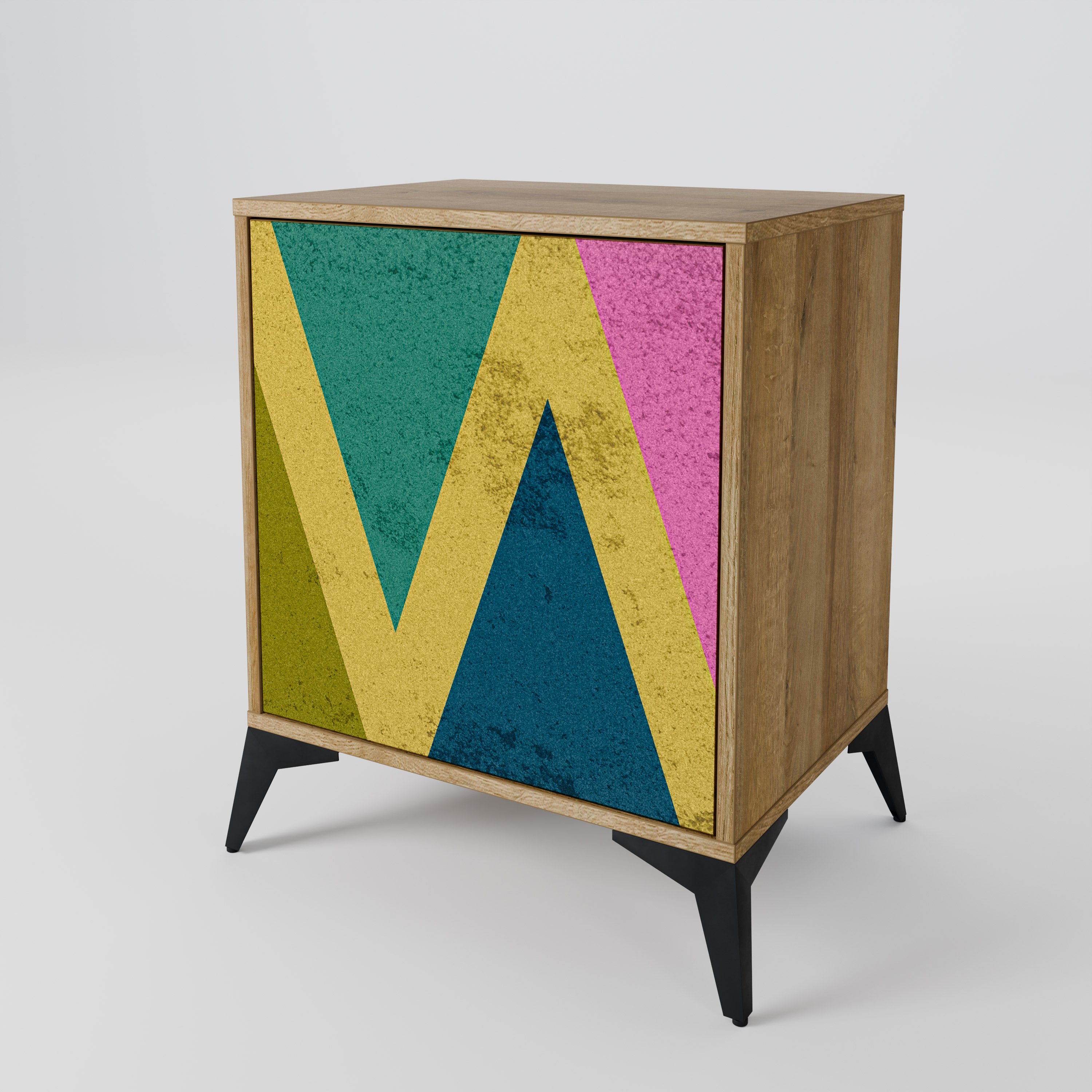 COLORFUL TRIANGLES Sideboard mit 1 Tür in Eiche-Optik