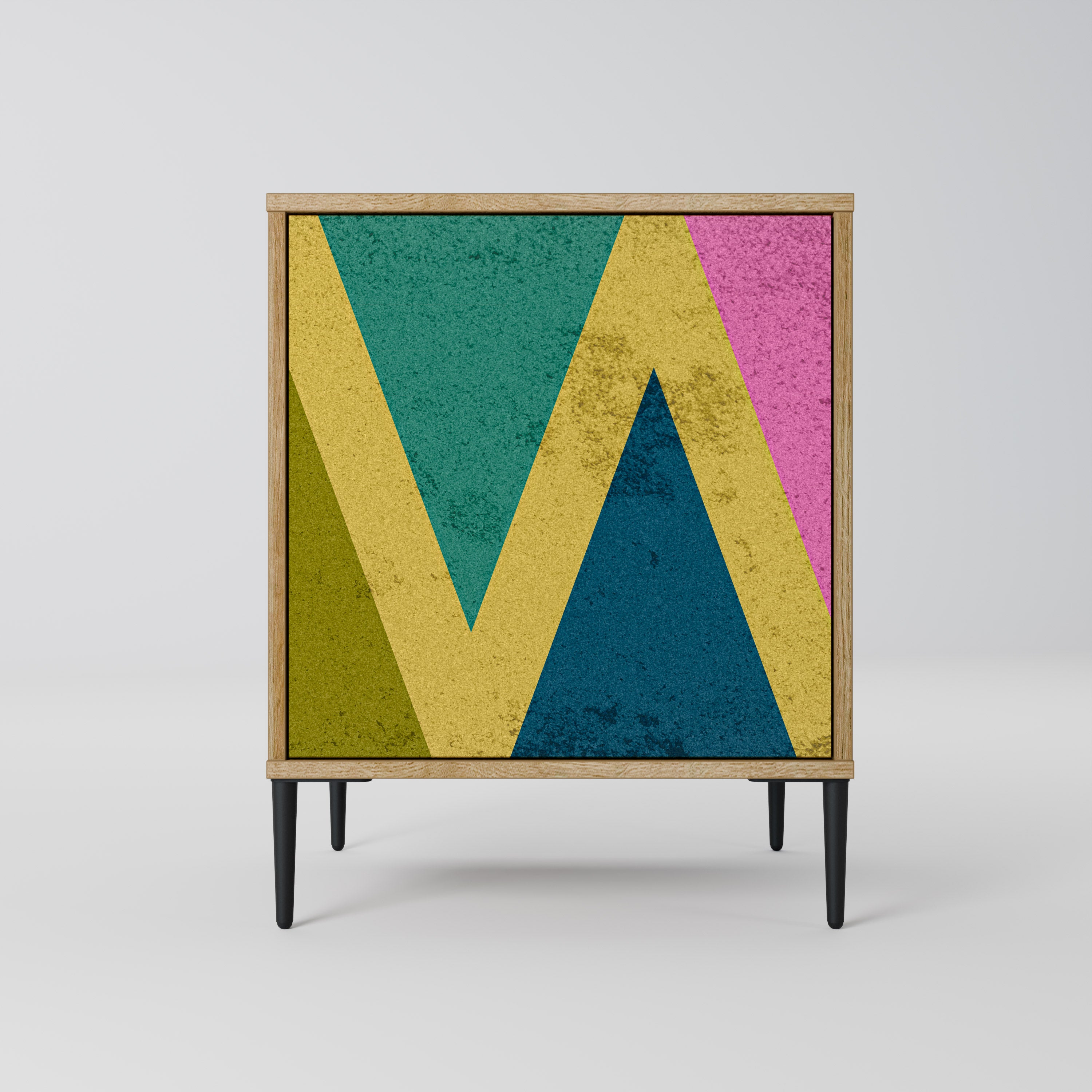 COLORFUL TRIANGLES Sideboard mit 1 Tür in Eiche-Optik