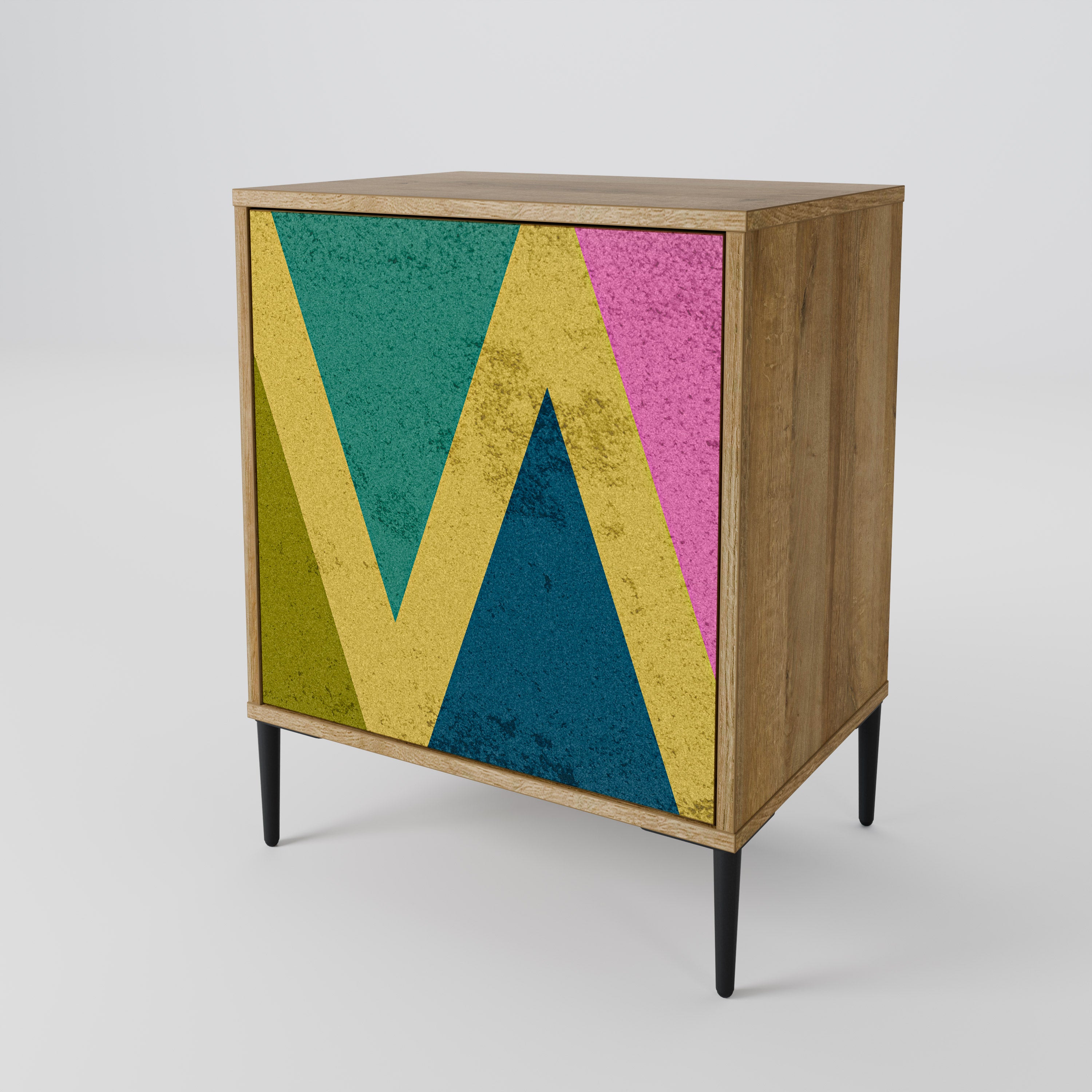 COLORFUL TRIANGLES Sideboard mit 1 Tür in Eiche-Optik
