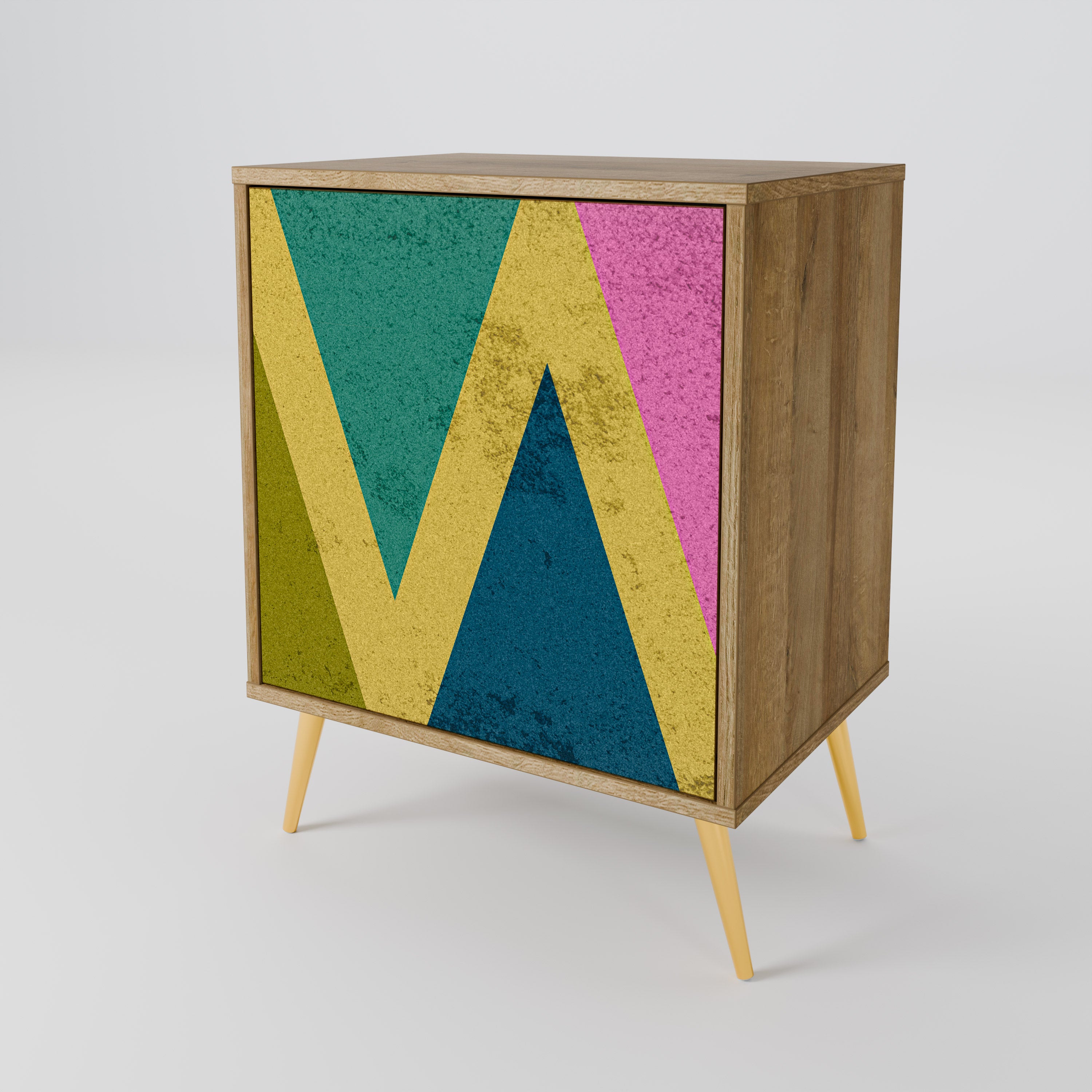 COLORFUL TRIANGLES Sideboard mit 1 Tür in Eiche-Optik