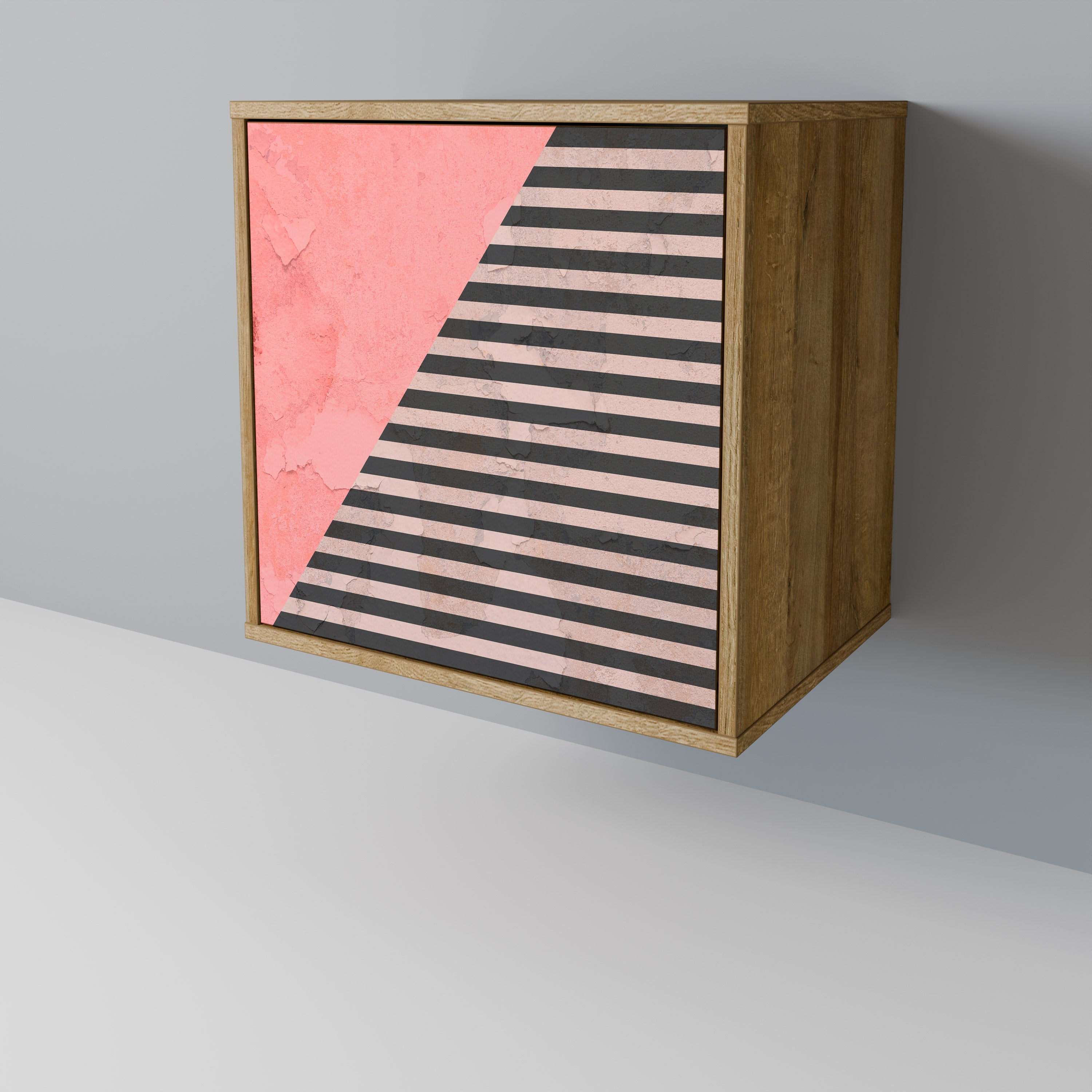 GLAMOROUS STRIPE Sideboard mit 1 Tür in Eiche-Optik