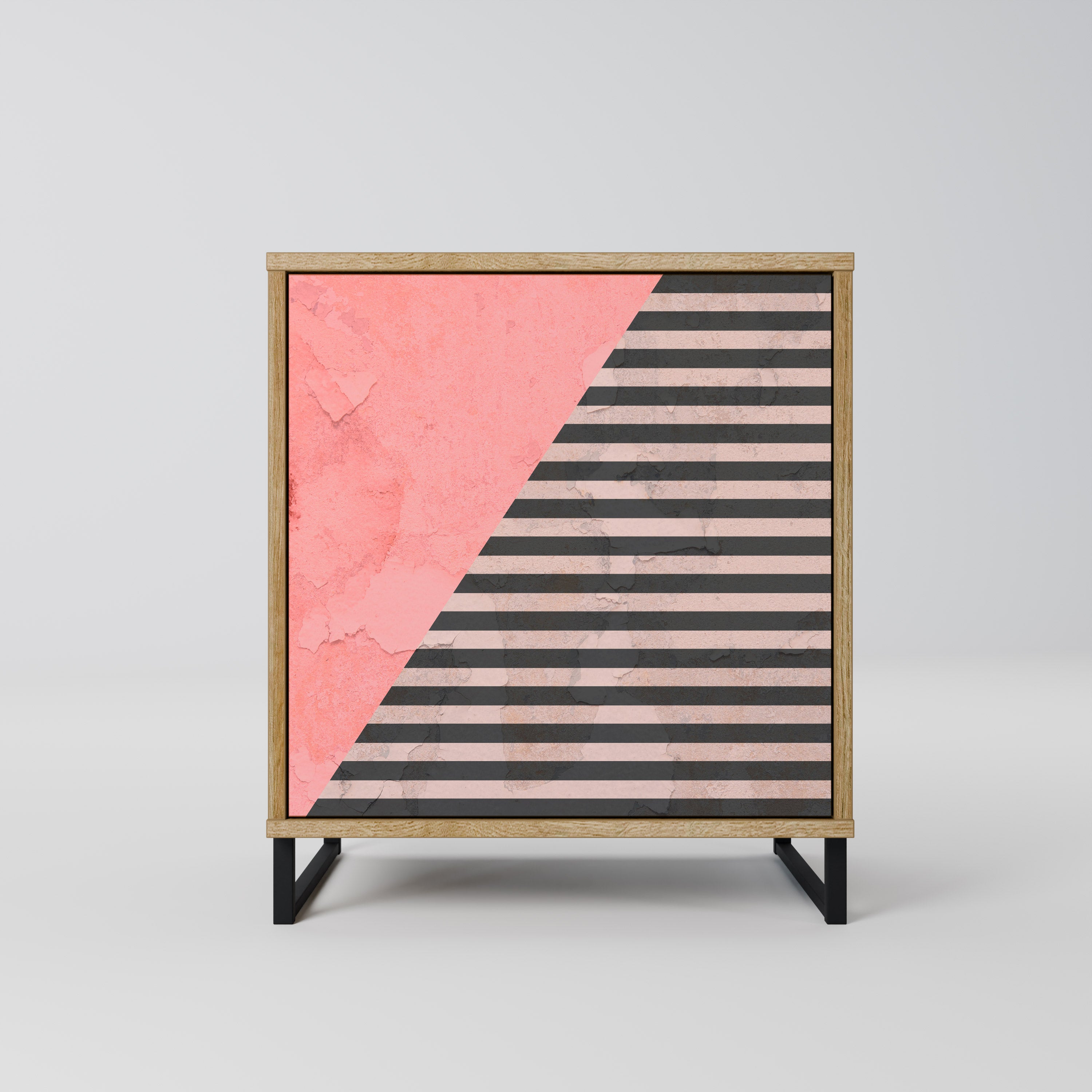 GLAMOROUS STRIPE Sideboard mit 1 Tür in Eiche-Optik