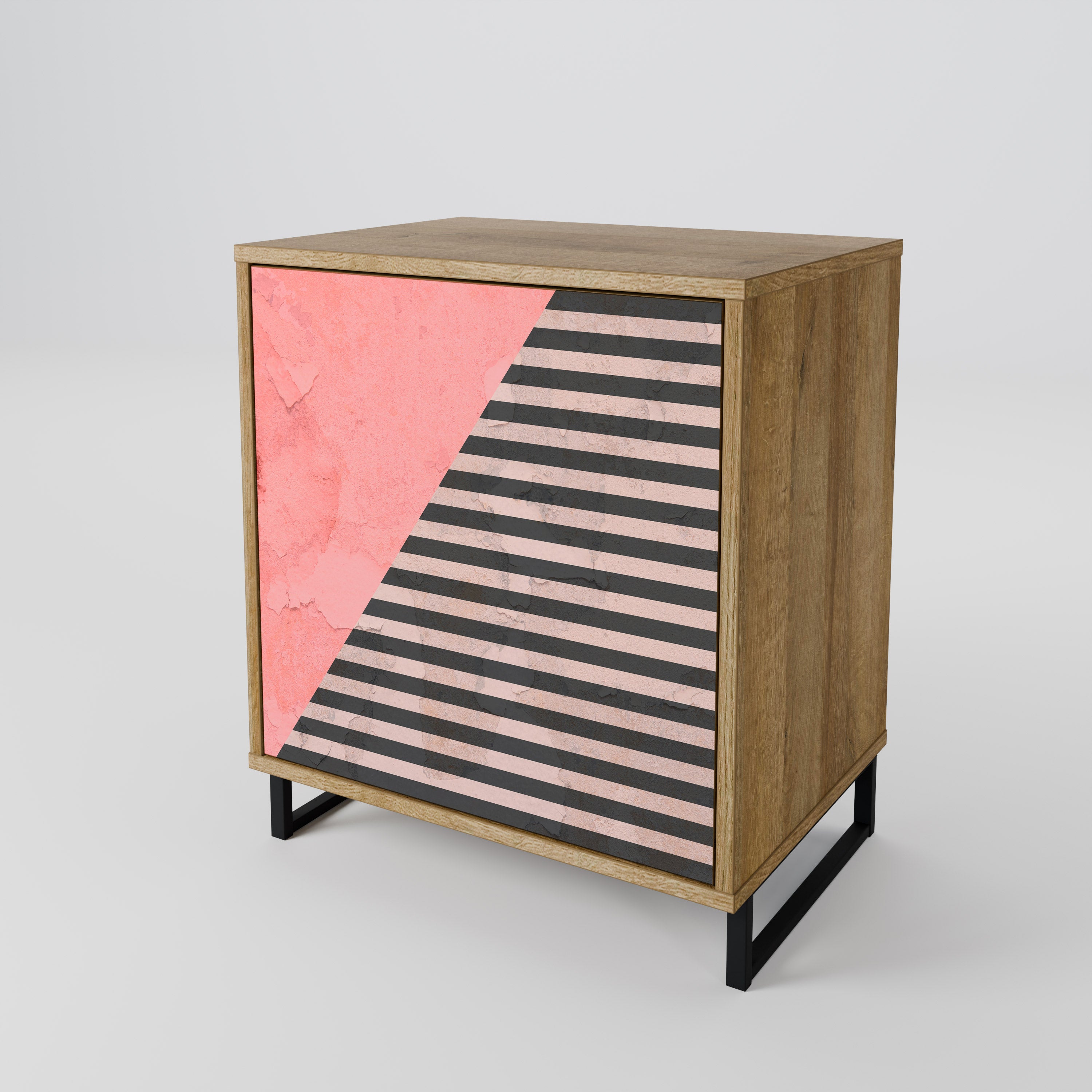 GLAMOROUS STRIPE Sideboard mit 1 Tür in Eiche-Optik