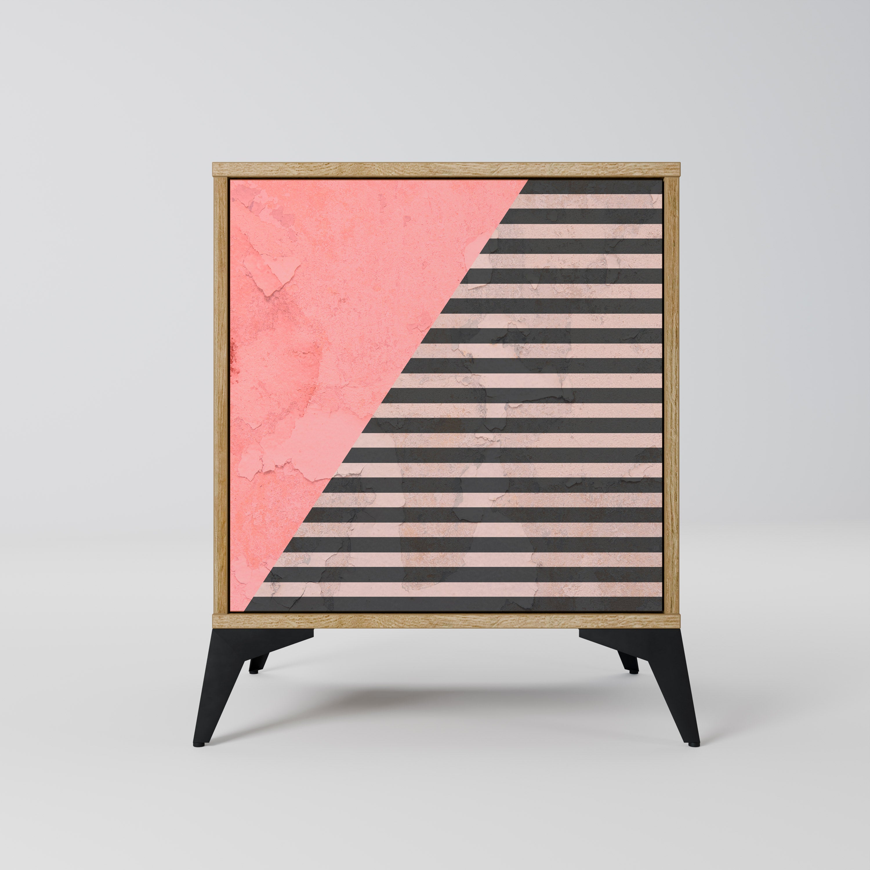 GLAMOROUS STRIPE Sideboard mit 1 Tür in Eiche-Optik