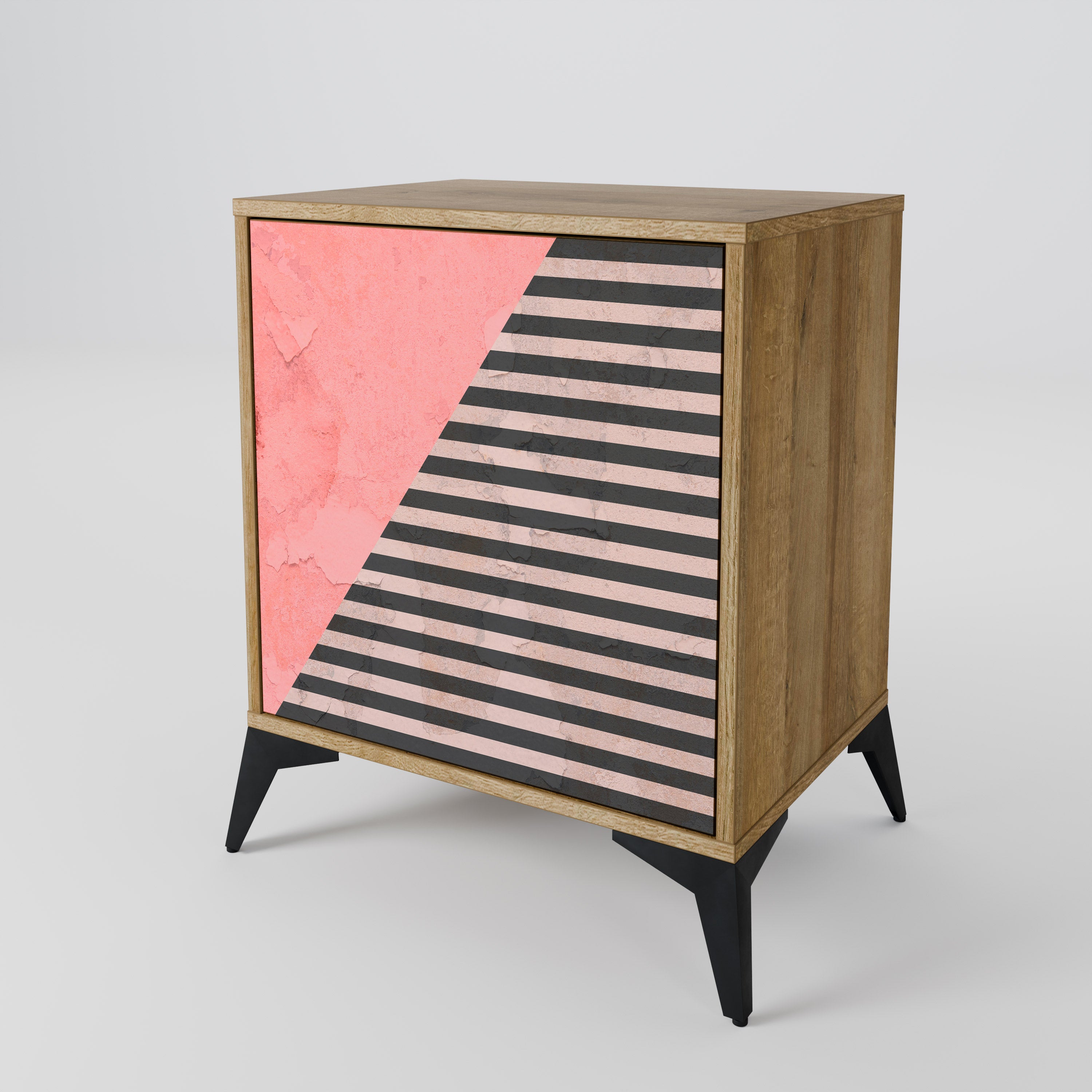 GLAMOROUS STRIPE Sideboard mit 1 Tür in Eiche-Optik