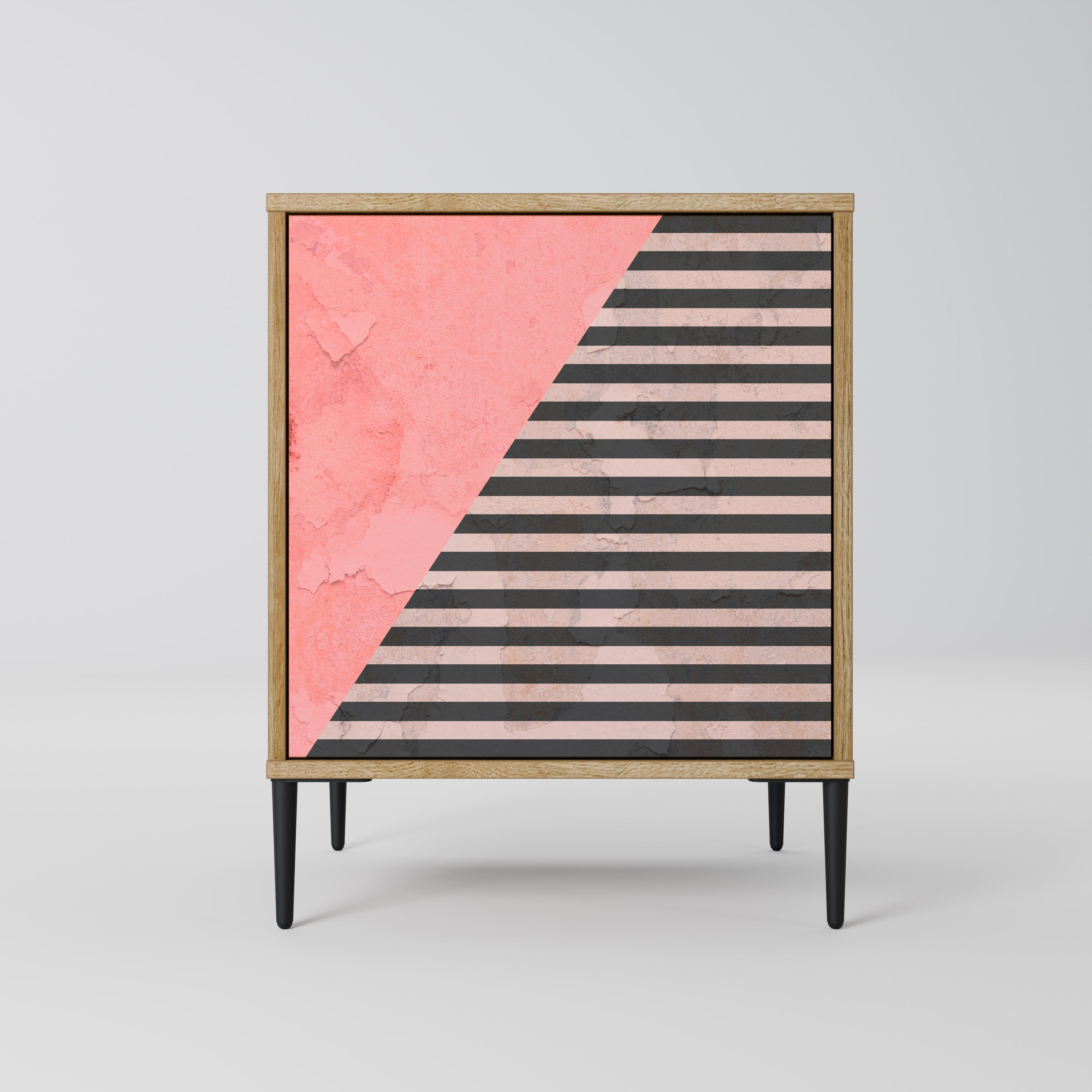 GLAMOROUS STRIPE Sideboard mit 1 Tür in Eiche-Optik
