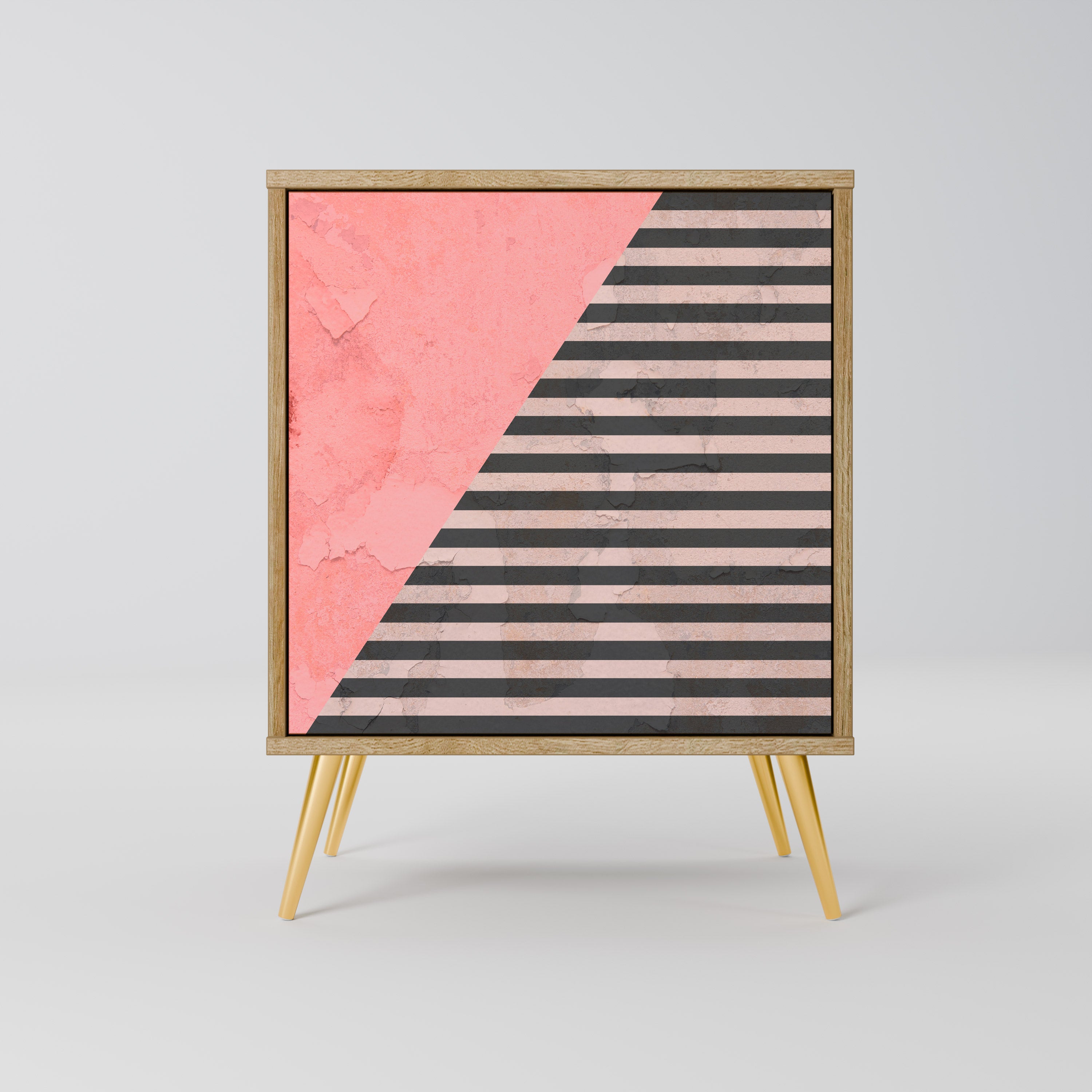 GLAMOROUS STRIPE Sideboard mit 1 Tür in Eiche-Optik