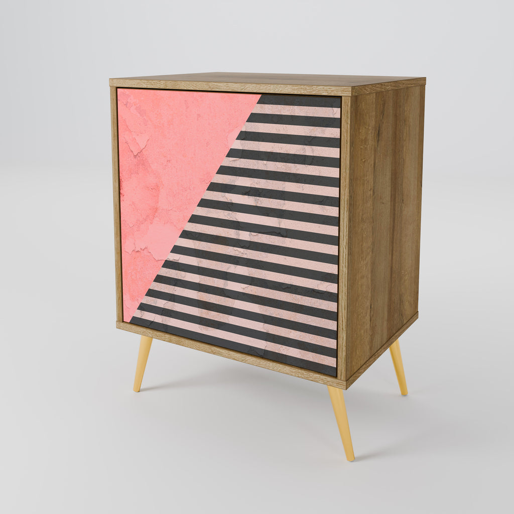 GLAMOROUS STRIPE Sideboard mit 1 Tür in Eiche-Optik
