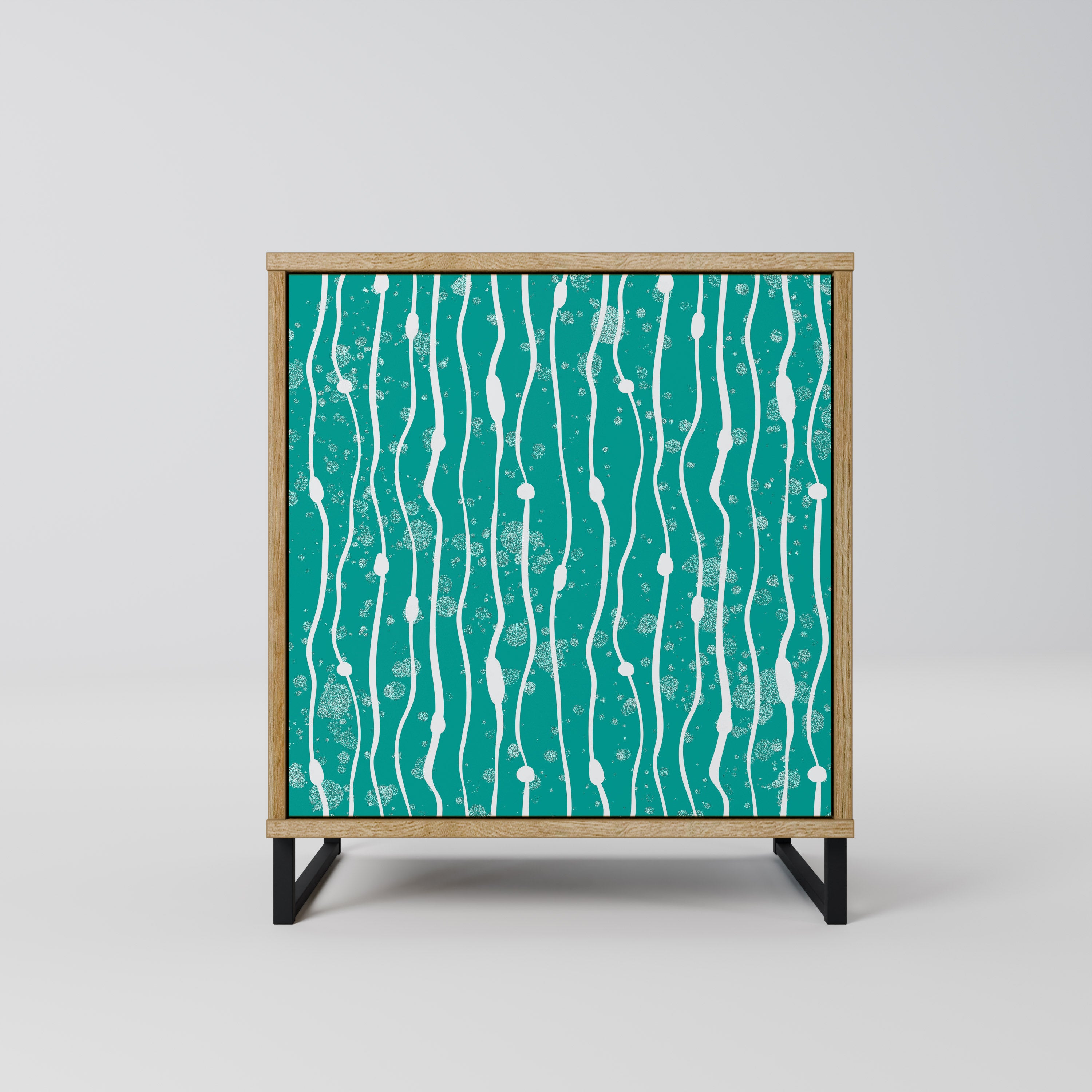 TURQUOISE RAIN Sideboard mit 1 Tür in Eiche-Optik