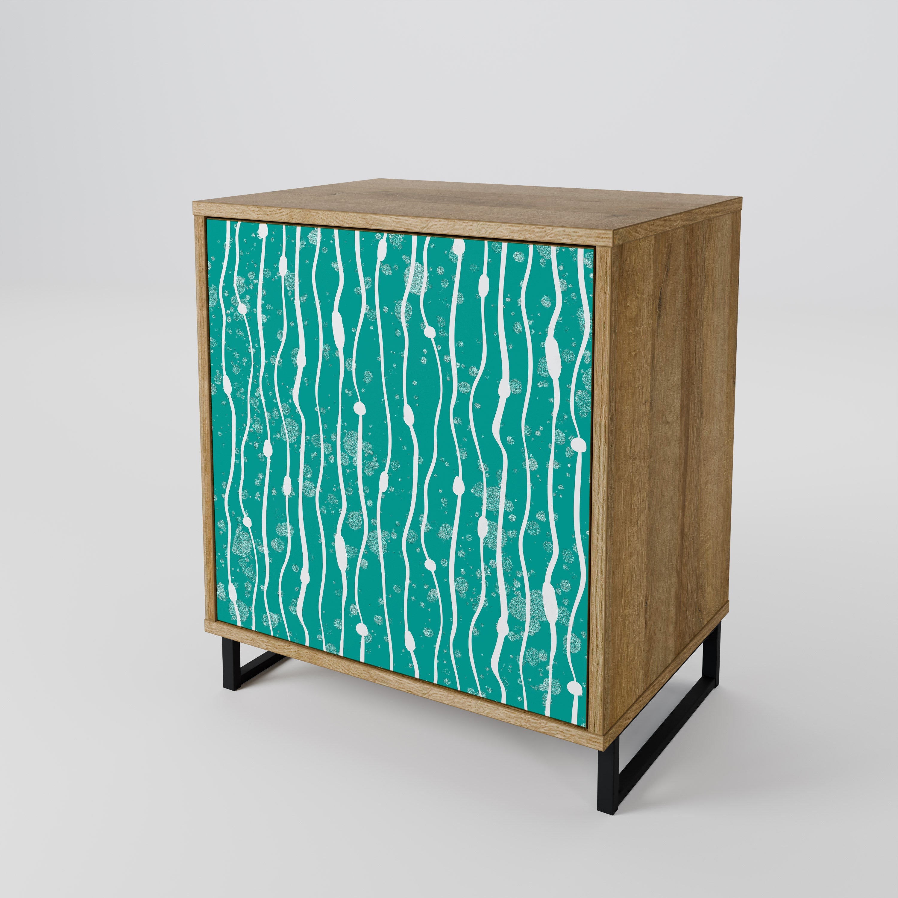 TURQUOISE RAIN Sideboard mit 1 Tür in Eiche-Optik