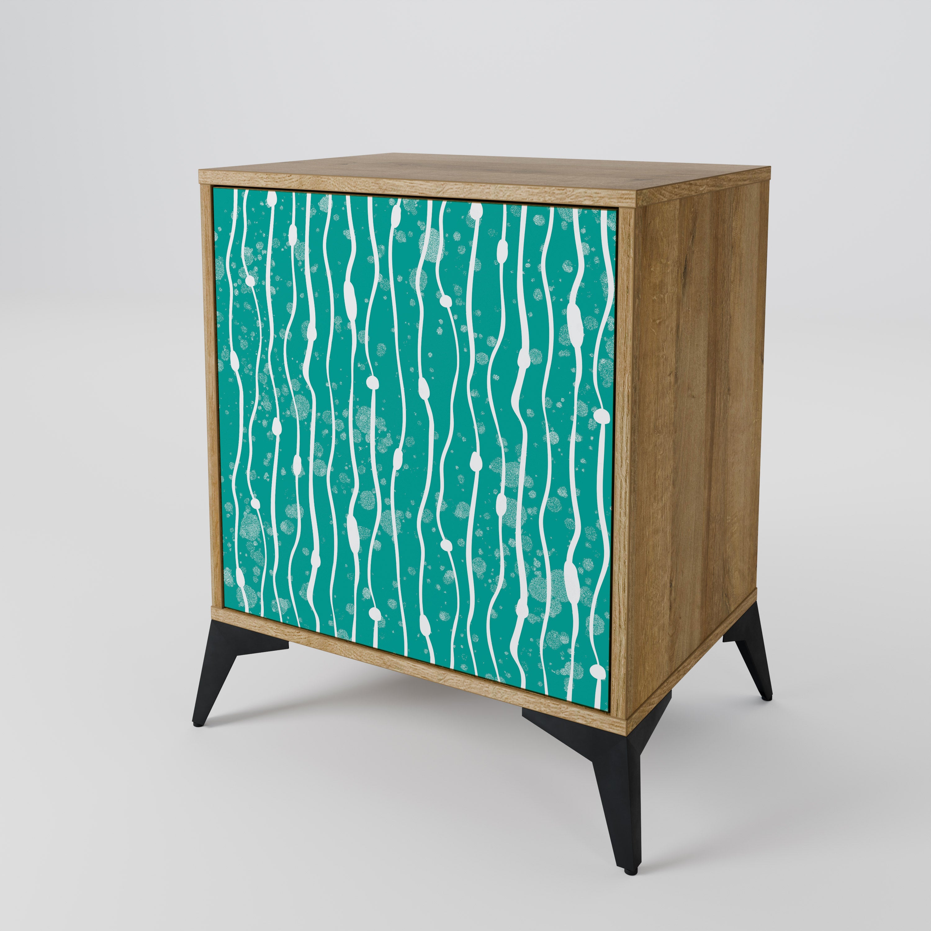 TURQUOISE RAIN Sideboard mit 1 Tür in Eiche-Optik