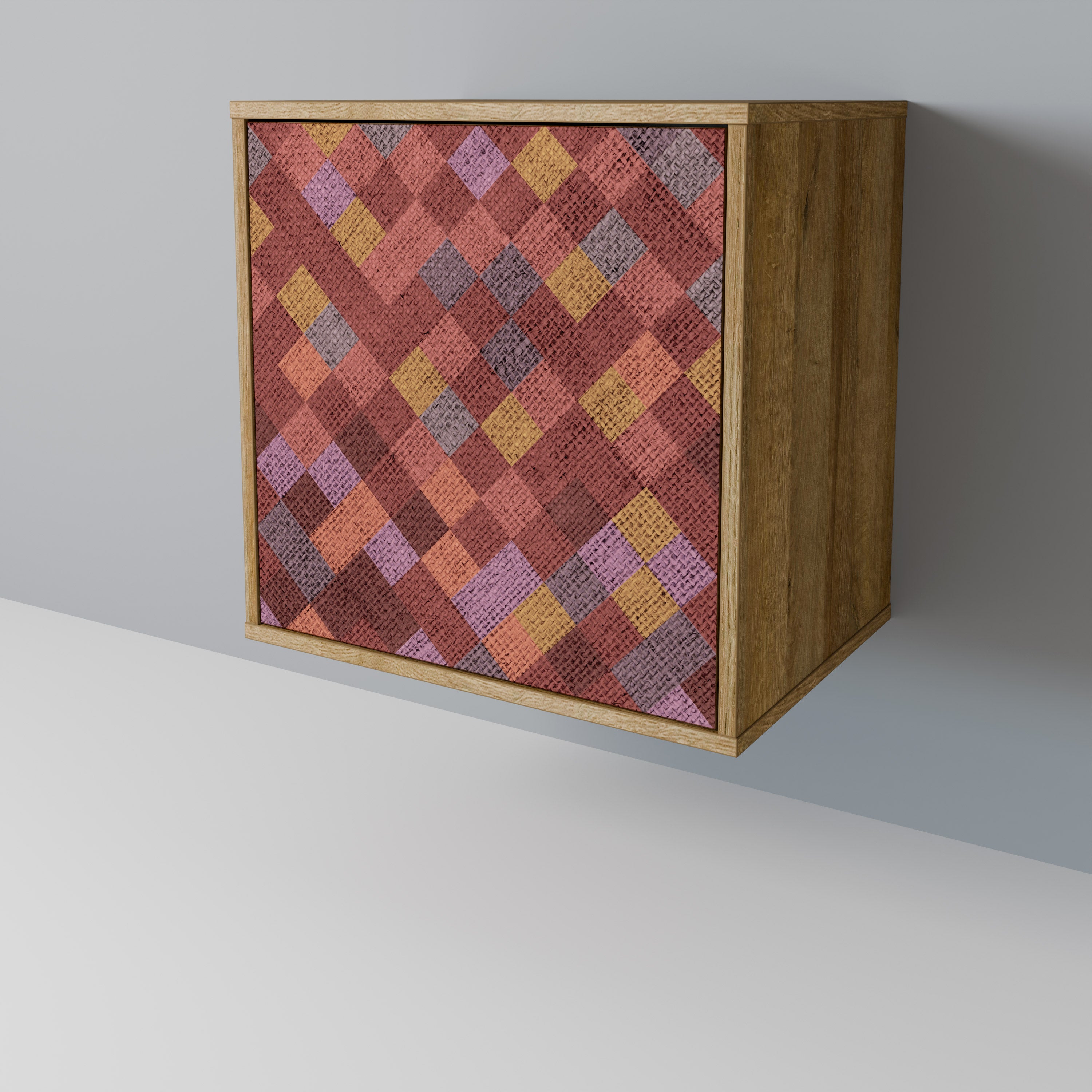 PAINTED SQUARES Sideboard mit 1 Tür in Eiche-Optik