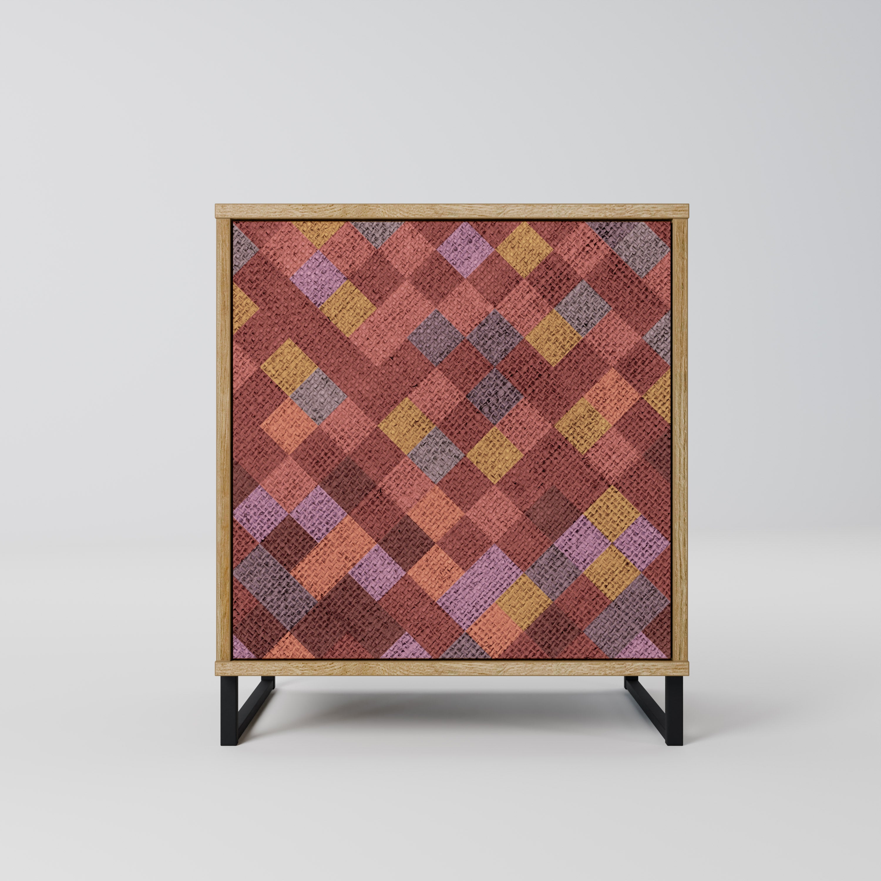 PAINTED SQUARES Sideboard mit 1 Tür in Eiche-Optik