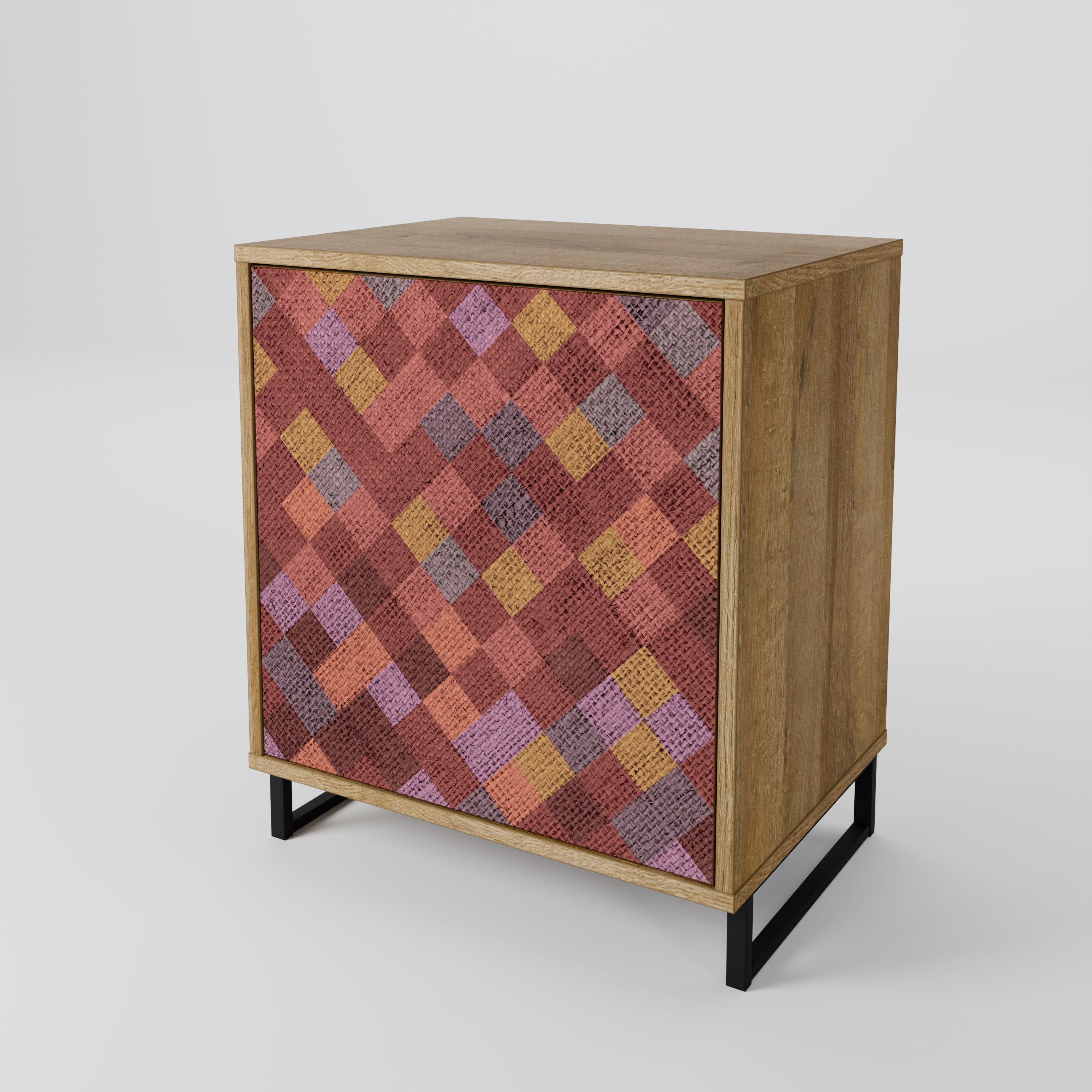 PAINTED SQUARES Sideboard mit 1 Tür in Eiche-Optik