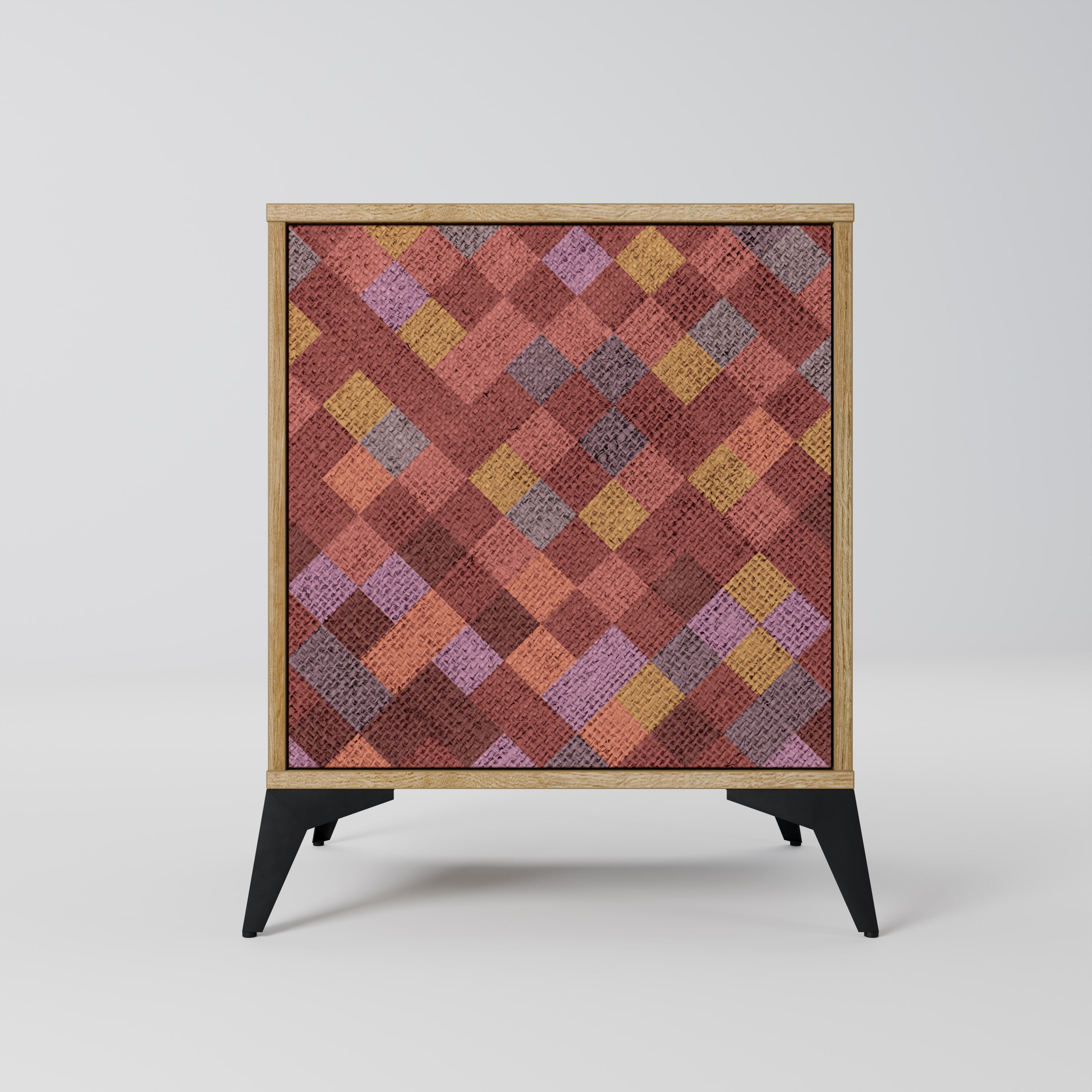 PAINTED SQUARES Sideboard mit 1 Tür in Eiche-Optik