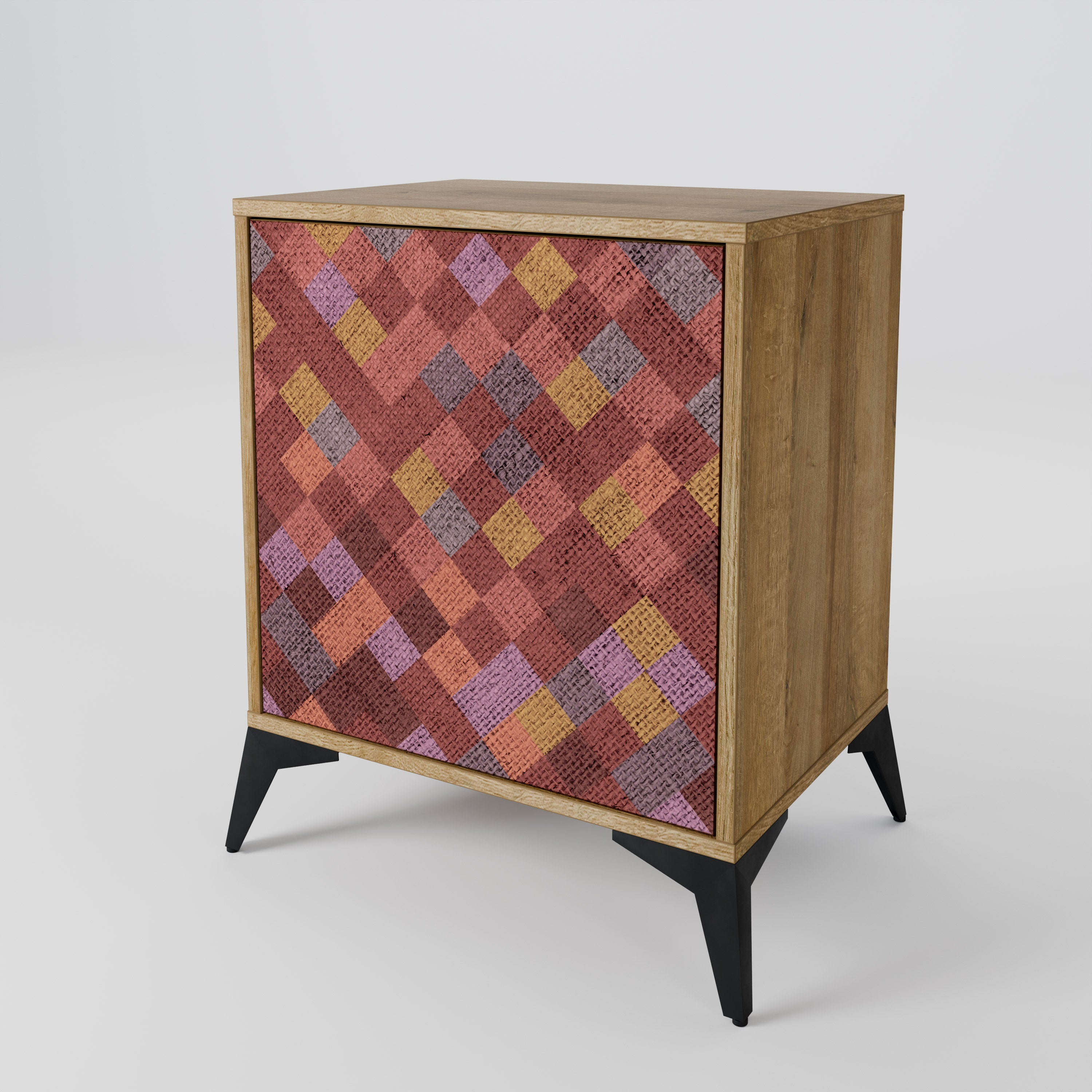 PAINTED SQUARES Sideboard mit 1 Tür in Eiche-Optik