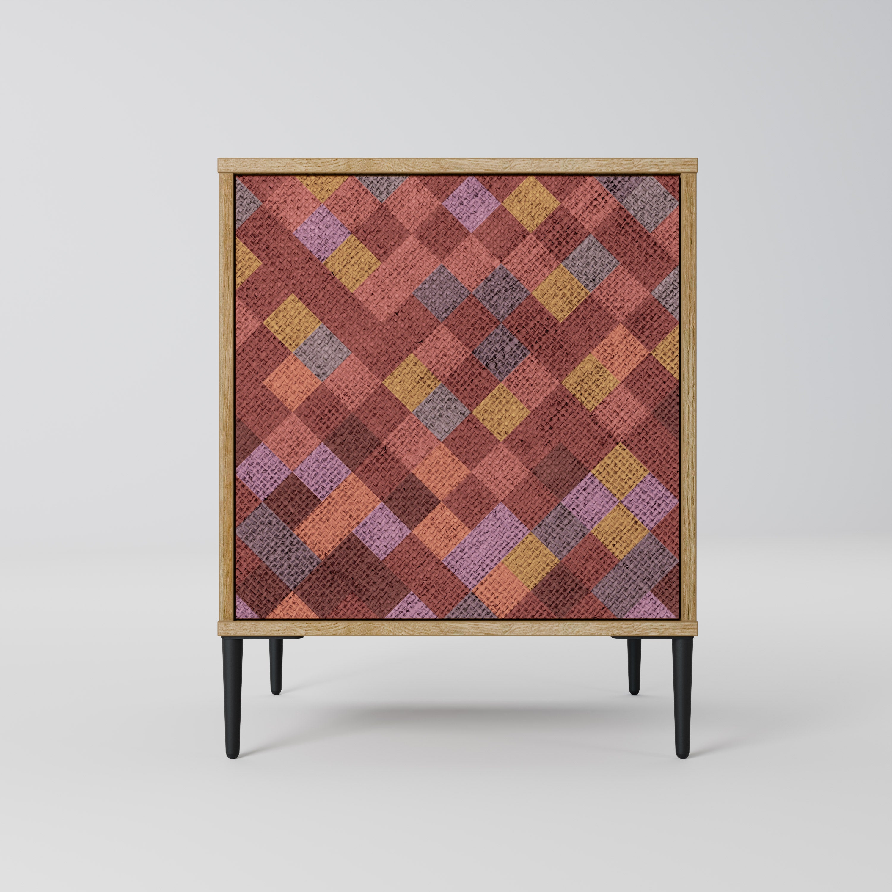 PAINTED SQUARES Sideboard mit 1 Tür in Eiche-Optik