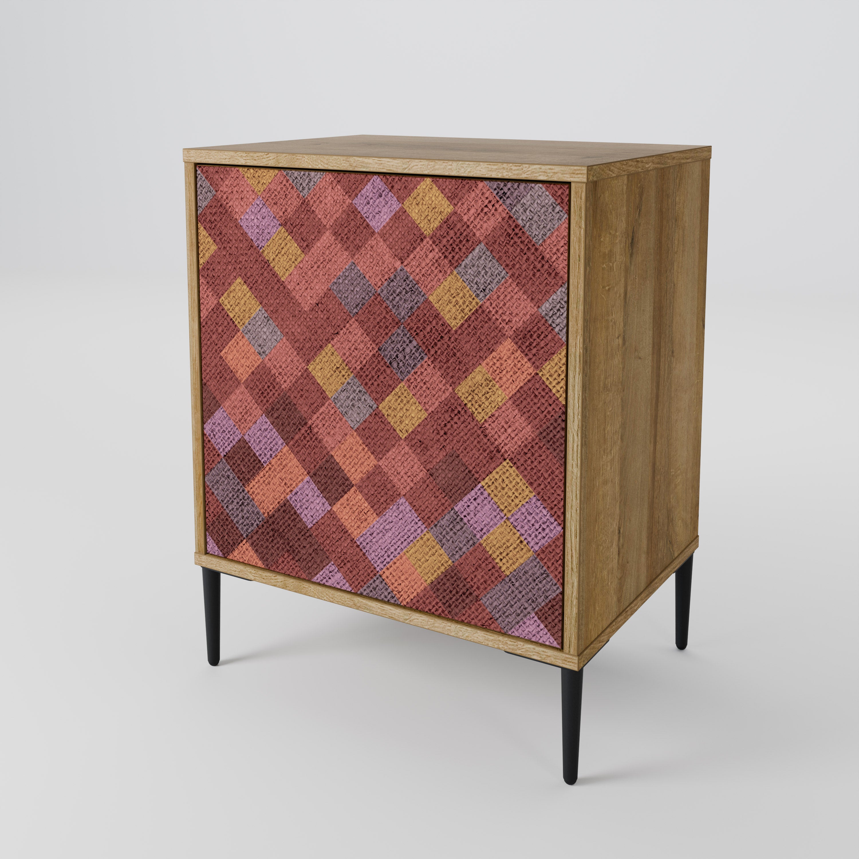 PAINTED SQUARES Sideboard mit 1 Tür in Eiche-Optik