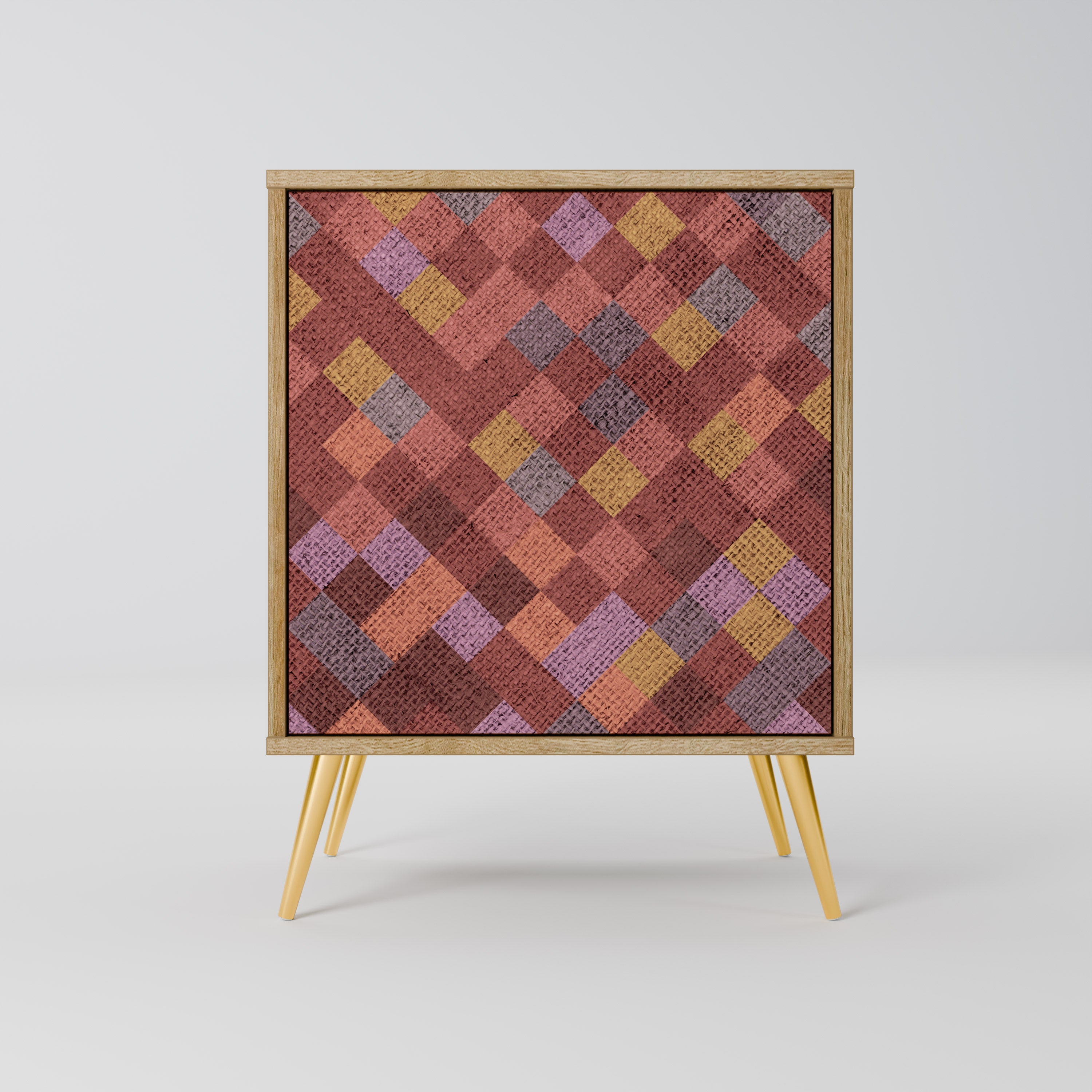 PAINTED SQUARES Sideboard mit 1 Tür in Eiche-Optik