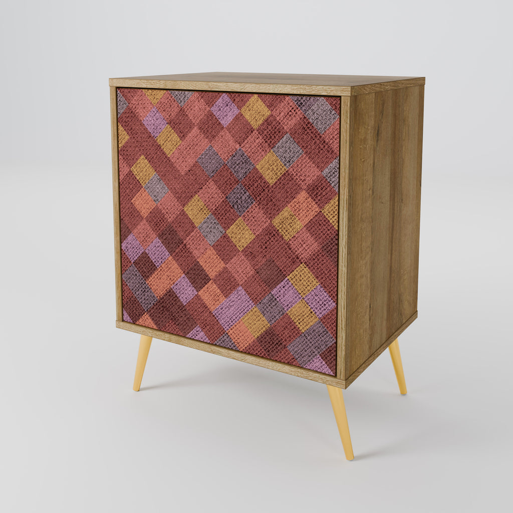 PAINTED SQUARES Sideboard mit 1 Tür in Eiche-Optik