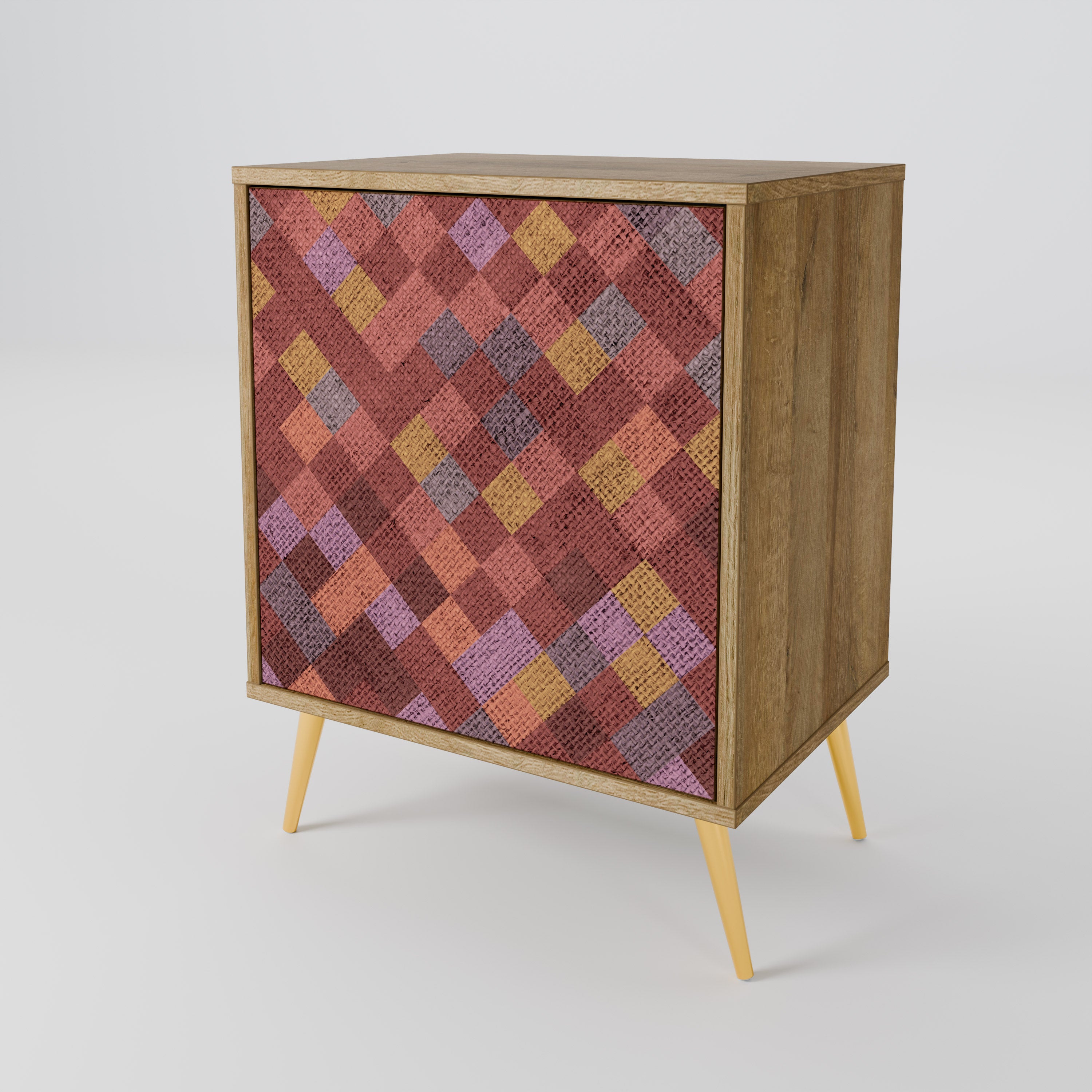 PAINTED SQUARES Sideboard mit 1 Tür in Eiche-Optik