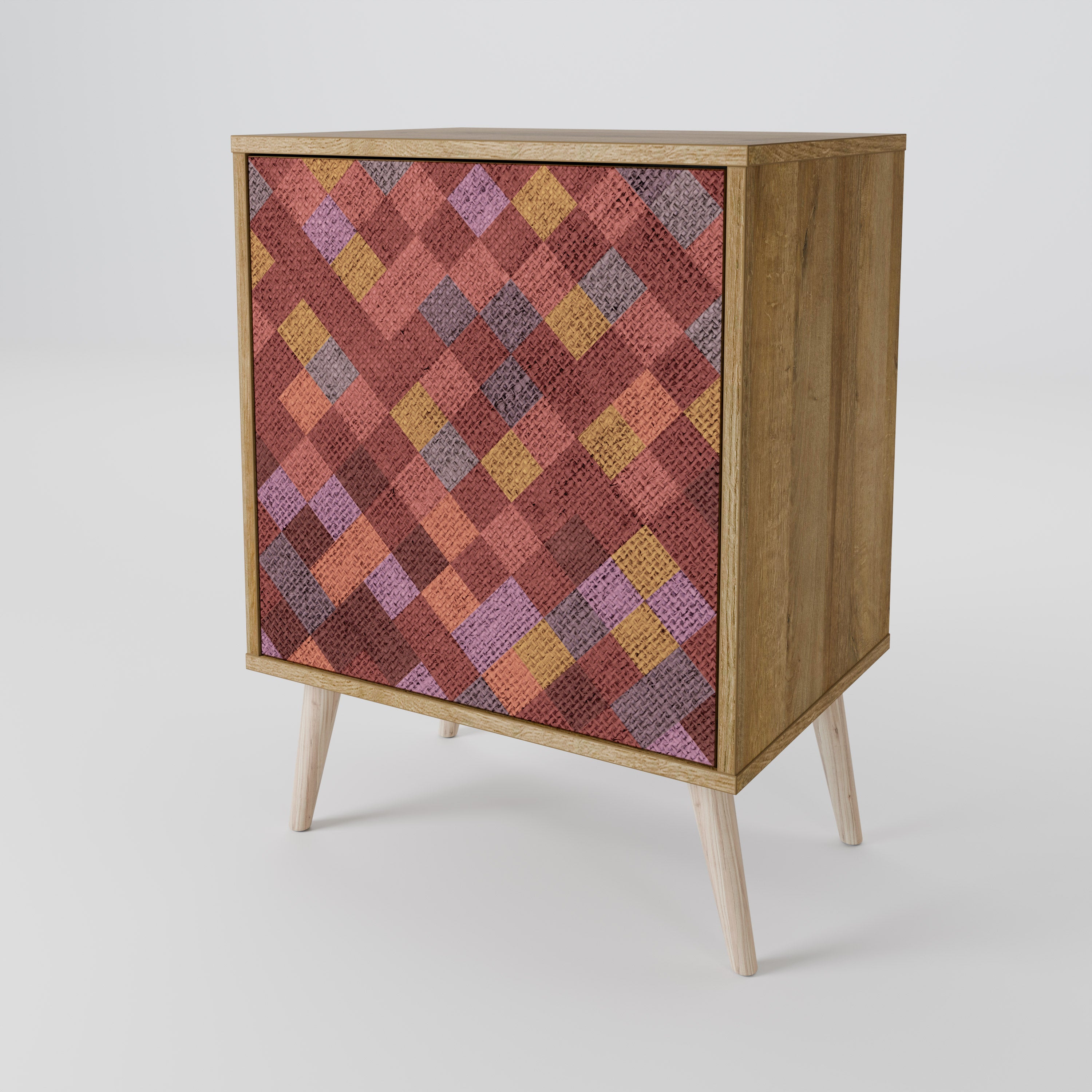 PAINTED SQUARES Sideboard mit 1 Tür in Eiche-Optik